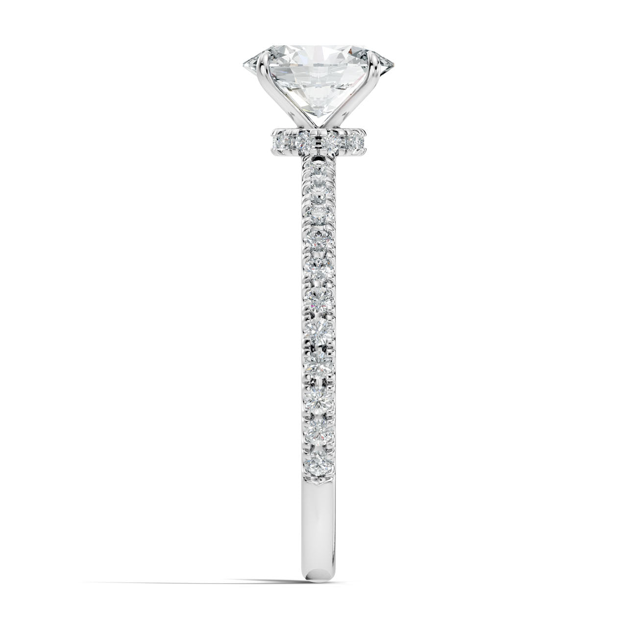 1.02 Ct. Oval Diamond Solitaire Ring with Hidden Halo and Pavé Shank (L2-27#10034L) 13