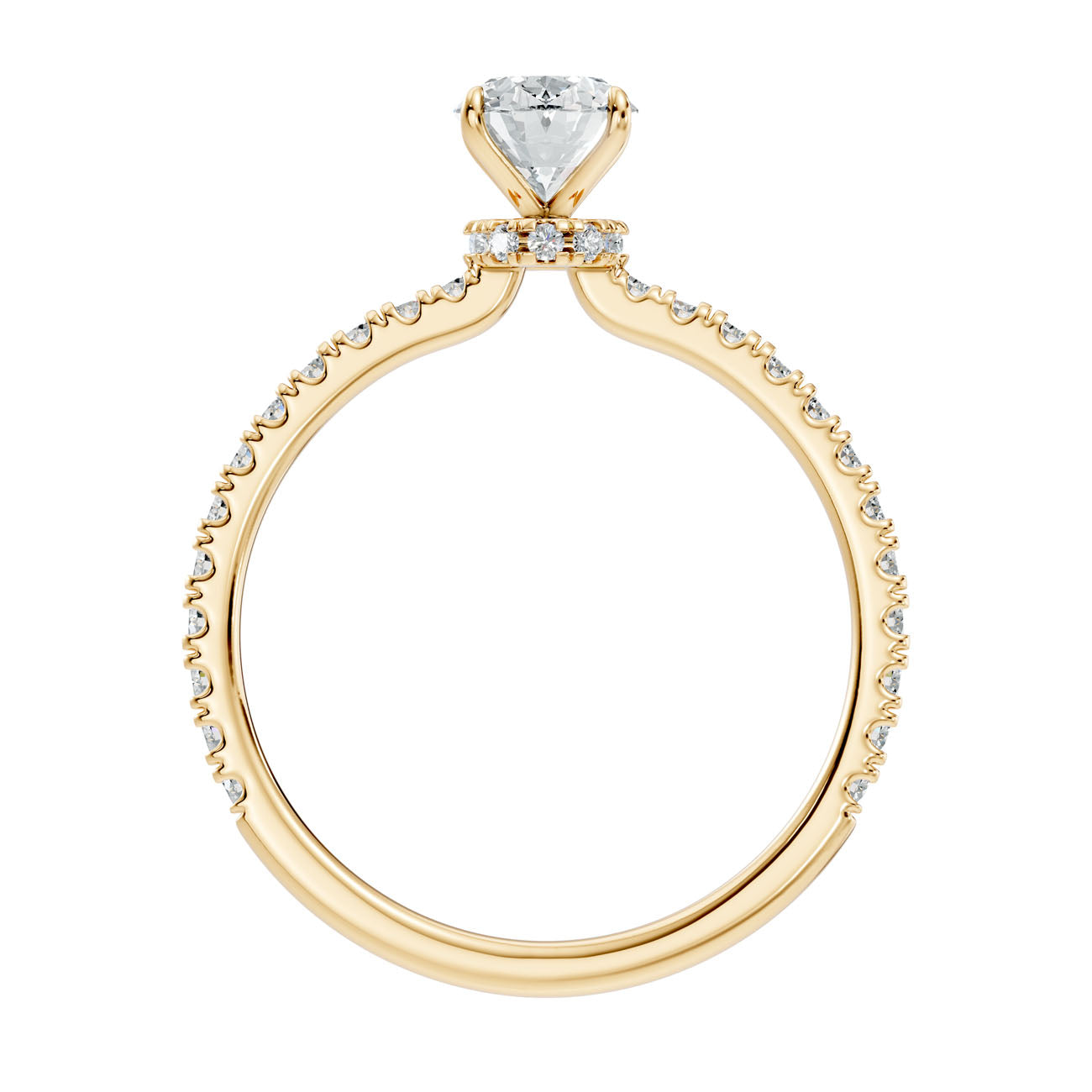 1.02 Ct. Oval Diamond Solitaire Ring with Hidden Halo and Pavé Shank (L2-27#10034L) 5