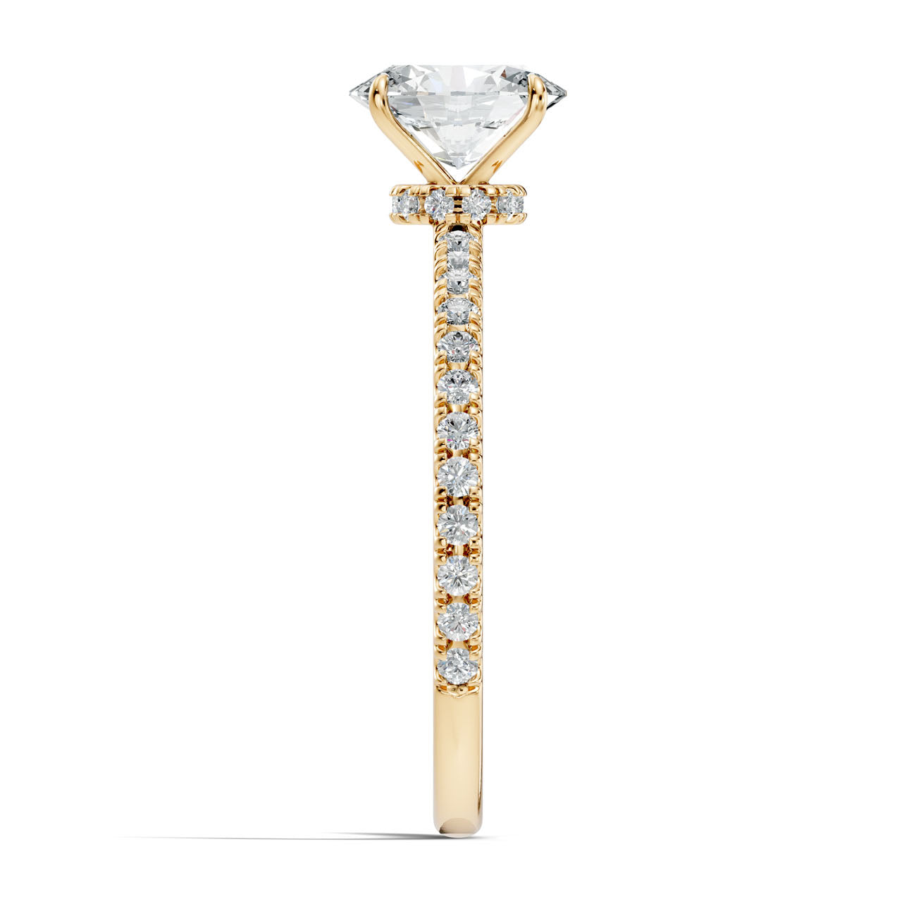 1.02 Ct. Oval Diamond Solitaire Ring with Hidden Halo and Pavé Shank (L2-27#10034L) 15