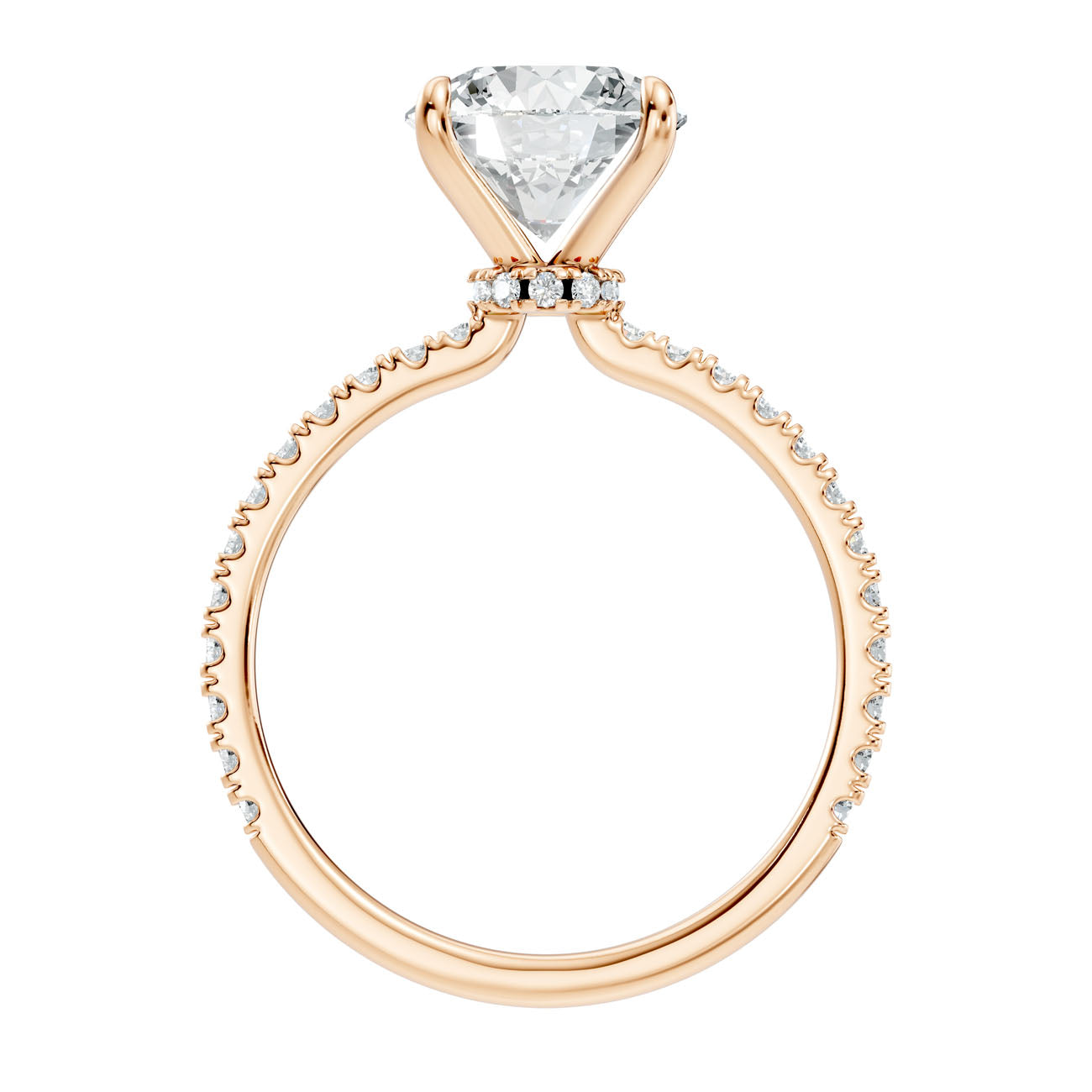 2.30 Ct. Classic Round Diamond Solitaire Ring with Hidden Halo and Pavé Shank (L2-27#10035L) 5
