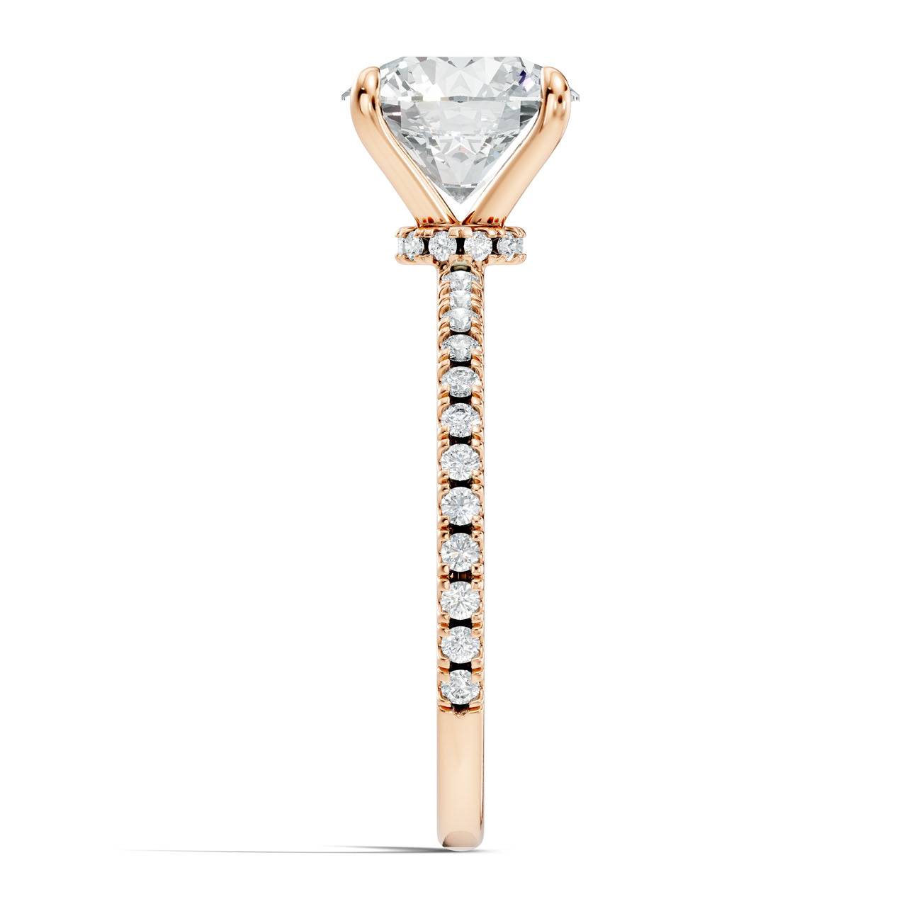 2.30 Ct. Classic Round Diamond Solitaire Ring with Hidden Halo and Pavé Shank (L2-27#10035L) 9