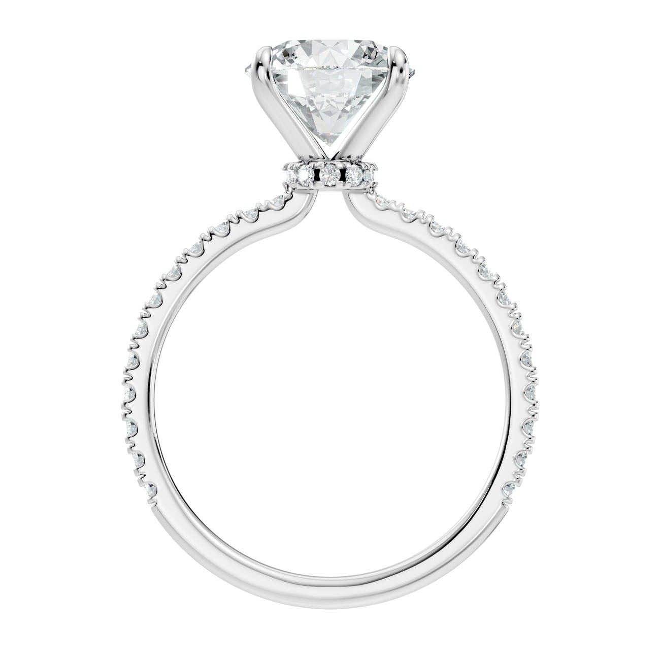 2.30 Ct. Classic Round Diamond Solitaire Ring with Hidden Halo and Pavé Shank (L2-27#10035L) 12