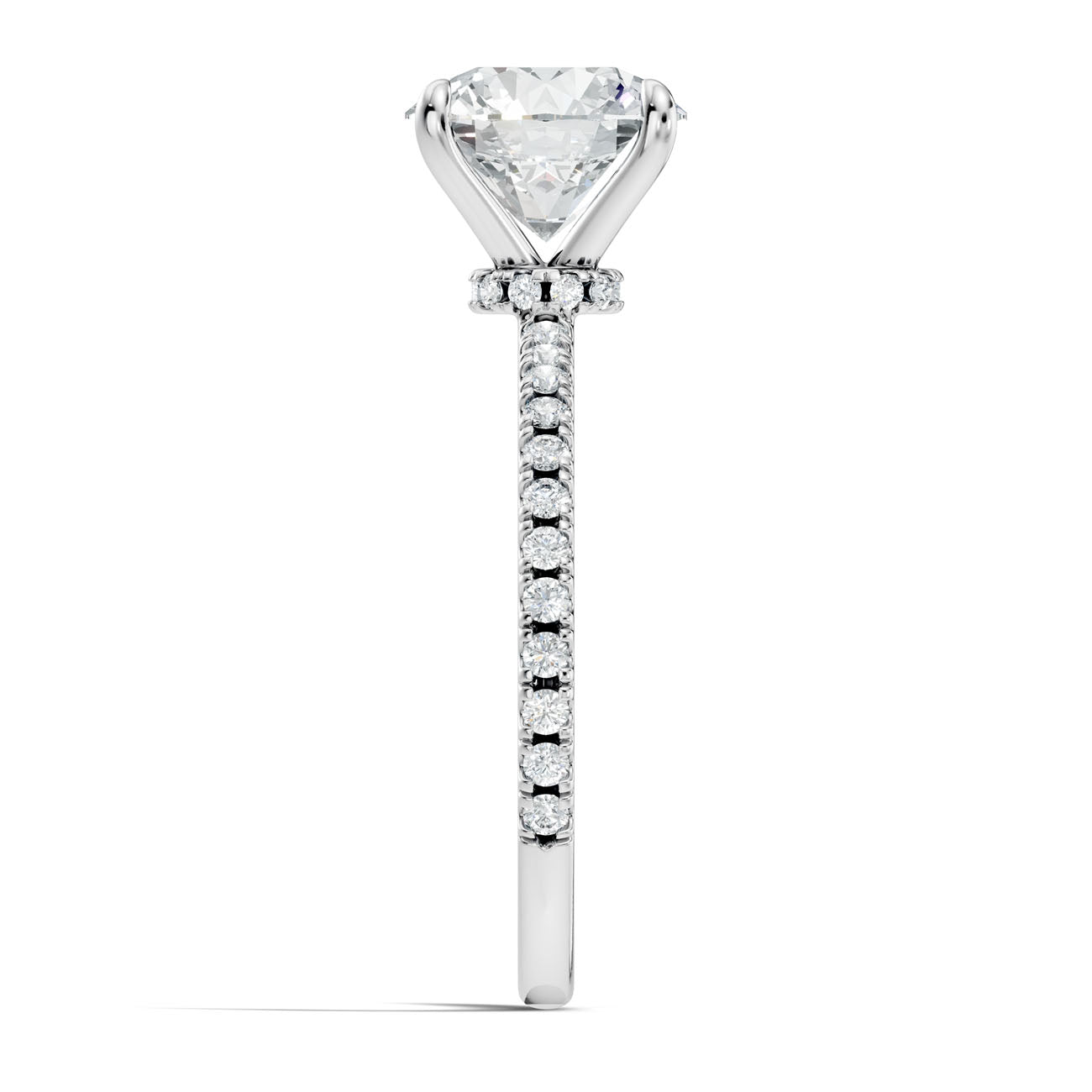 2.30 Ct. Classic Round Diamond Solitaire Ring with Hidden Halo and Pavé Shank (L2-27#10035L) 13