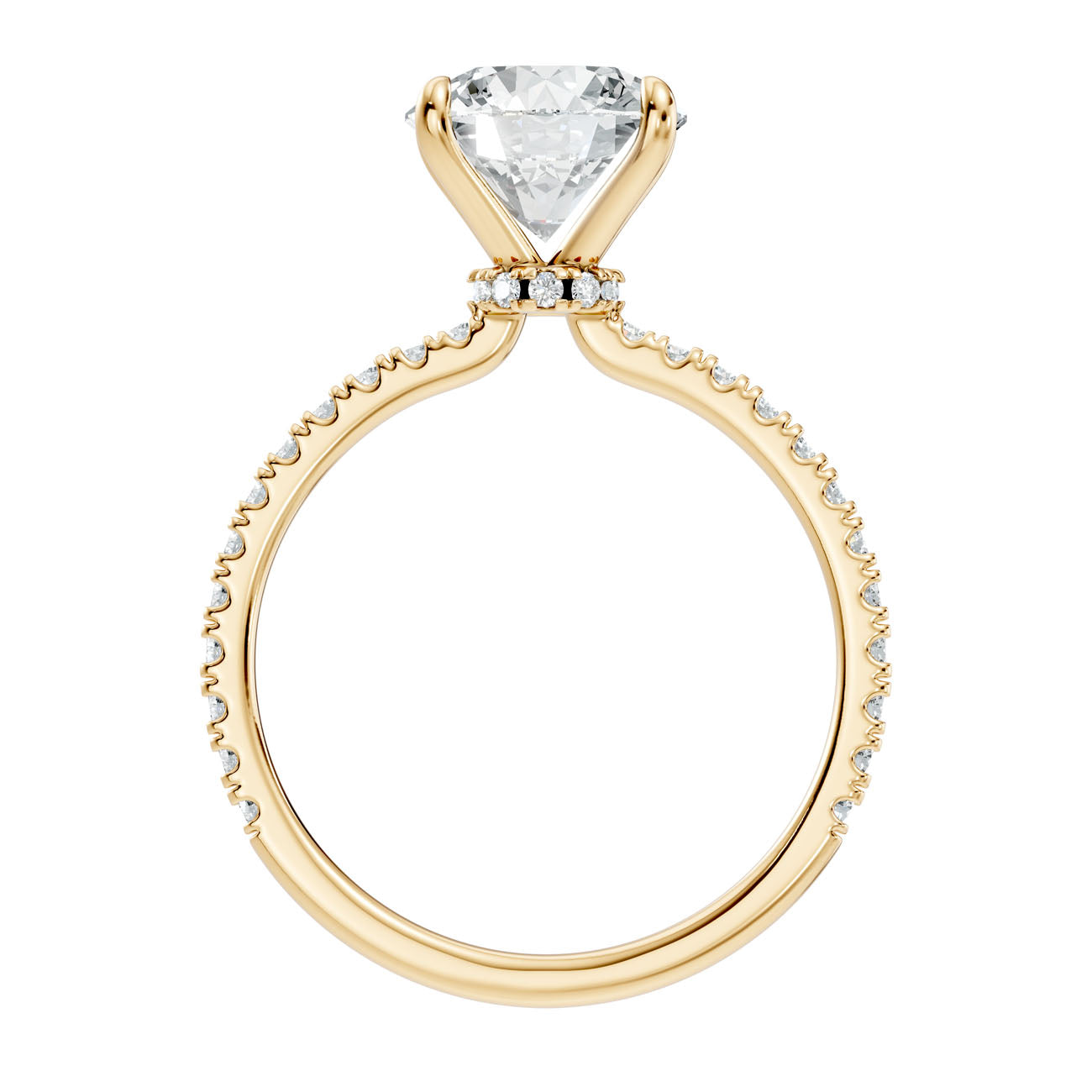 2.30 Ct. Classic Round Diamond Solitaire Ring with Hidden Halo and Pavé Shank (L2-27#10035L) 14