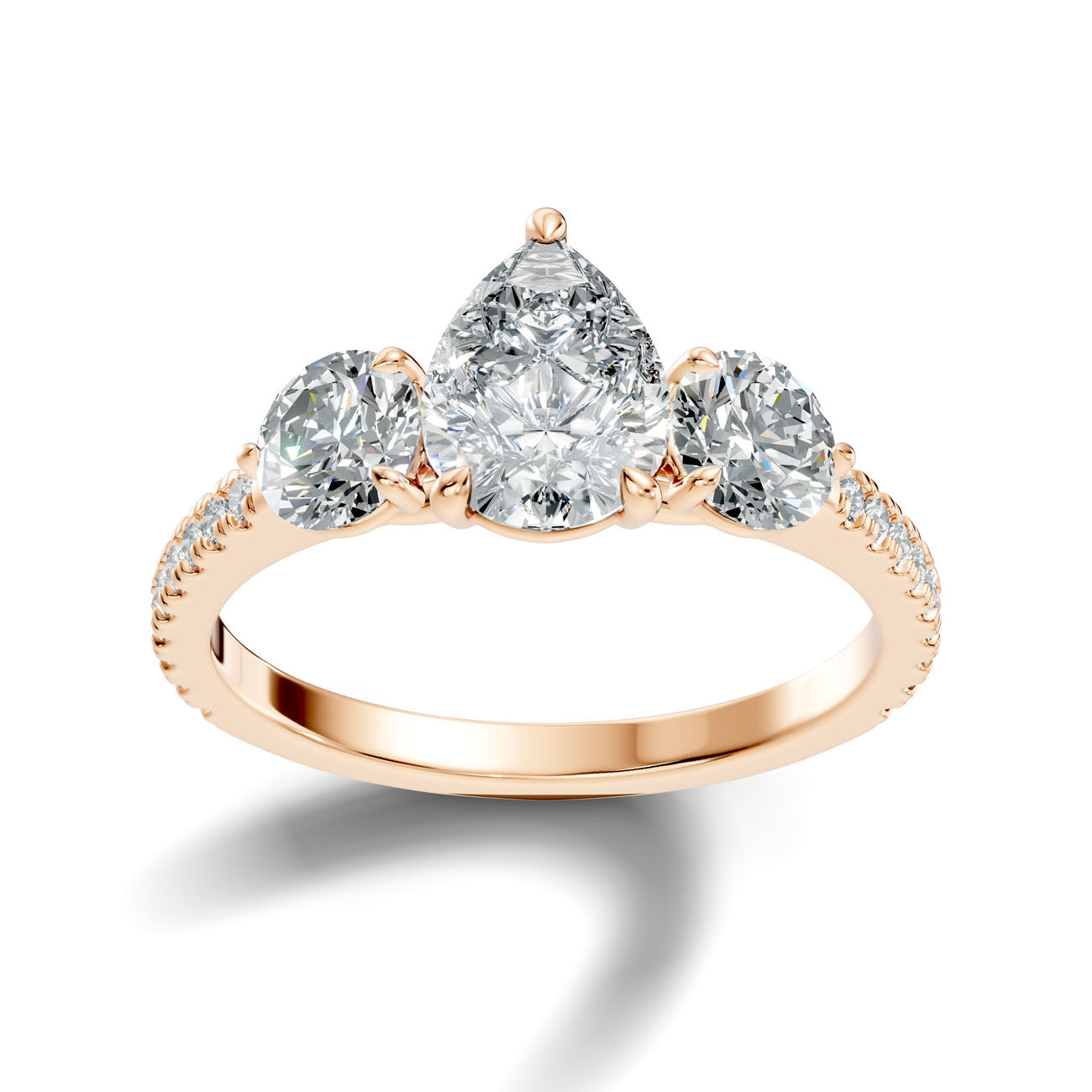2.55 Ct. Pear Diamond Ring with Pear Side Stones and Pavé Shank (L2-27#10036L) 4