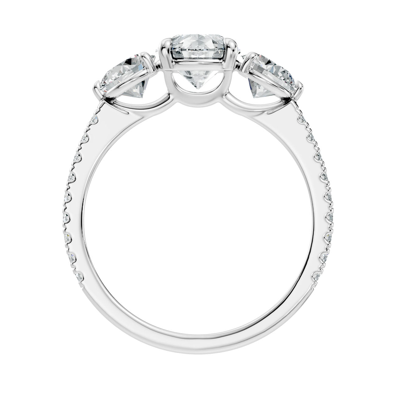 2.55 Ct. Pear Diamond Ring with Pear Side Stones and Pavé Shank (L2-27#10036L) 8