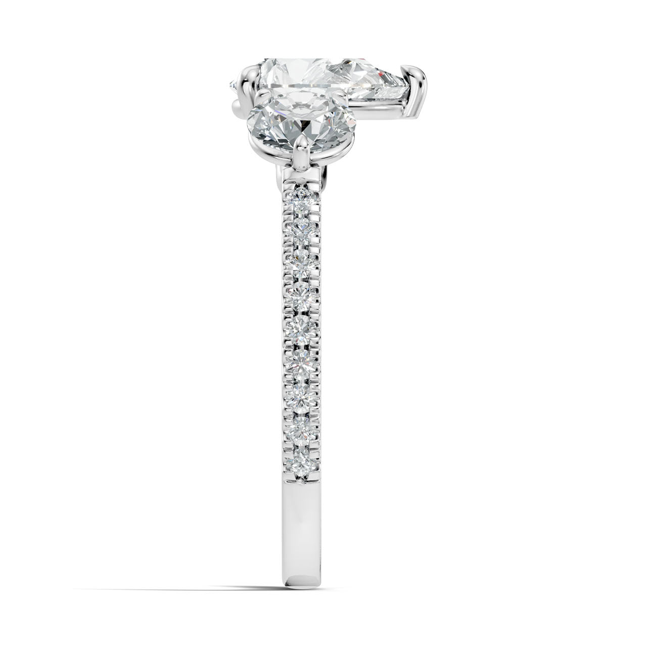 2.55 Ct. Pear Diamond Ring with Pear Side Stones and Pavé Shank (L2-27#10036L) 9