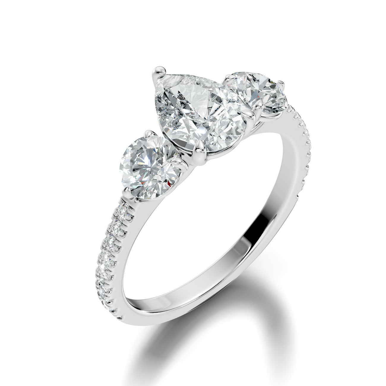 2.55 Ct. Pear Diamond Ring with Pear Side Stones and Pavé Shank (L2-27#10036L) 11