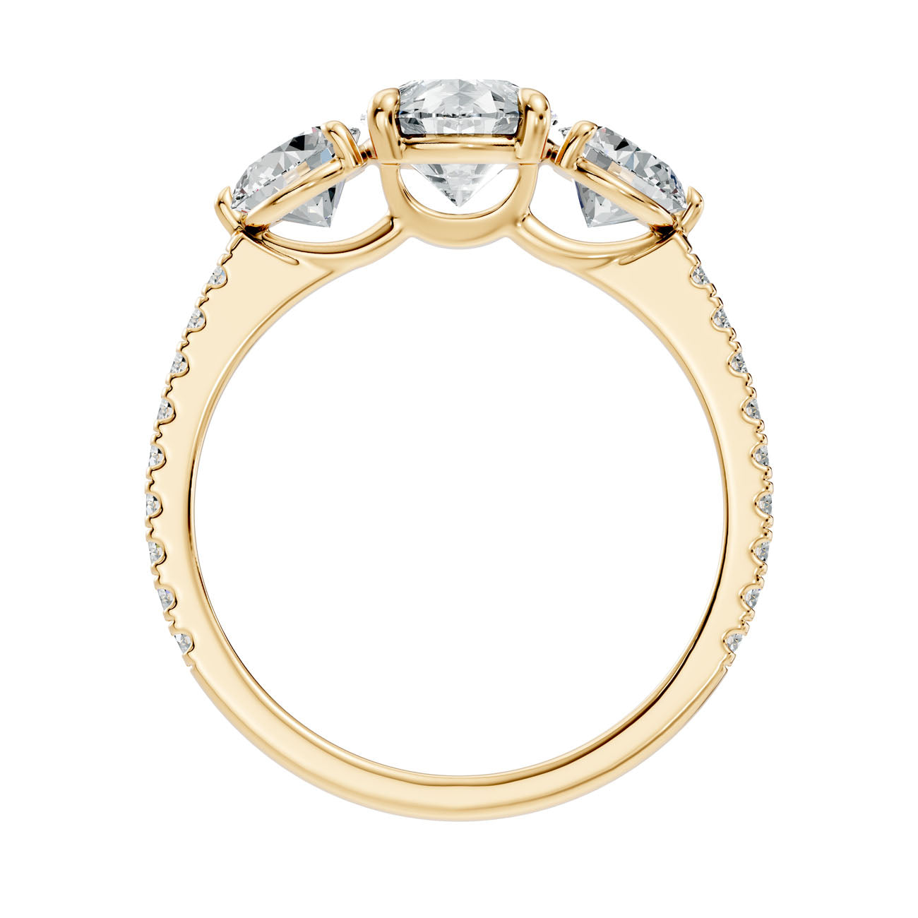 2.55 Ct. Pear Diamond Ring with Pear Side Stones and Pavé Shank (L2-27#10036L) 12