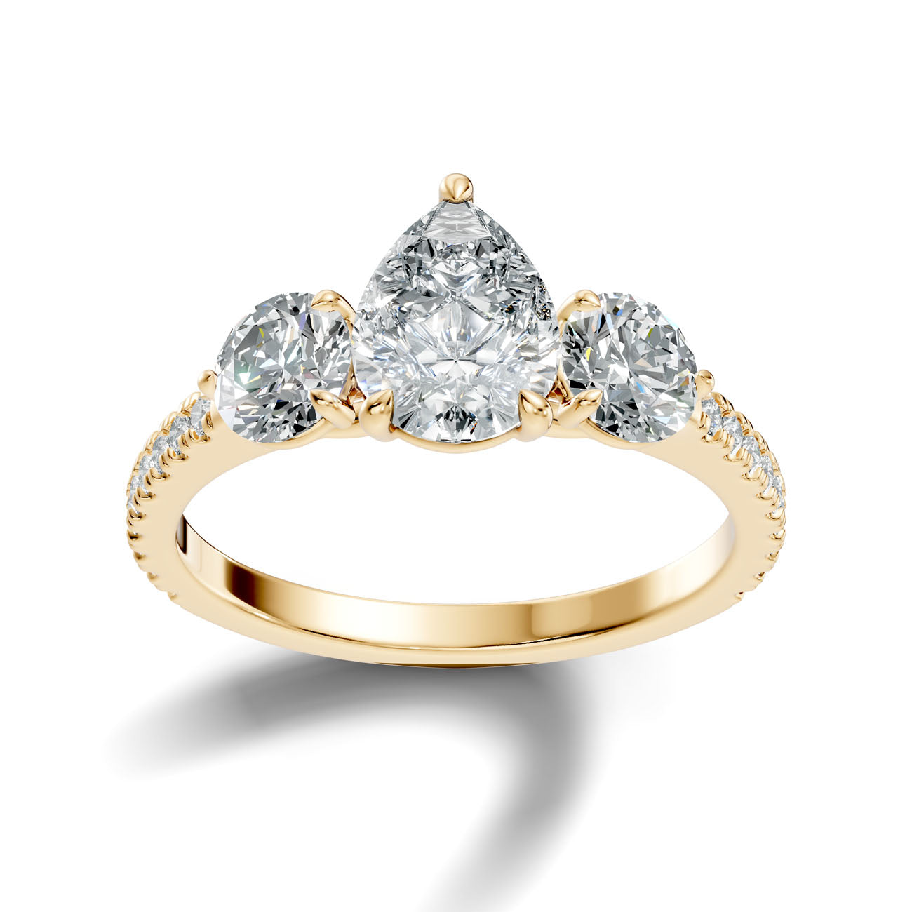 2.55 Ct. Pear Diamond Ring with Pear Side Stones and Pavé Shank (L2-27#10036L) 13
