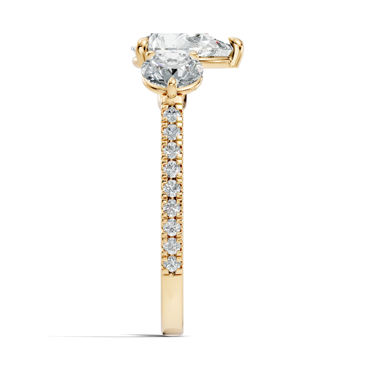 2.55 Ct. Pear Diamond Ring with Pear Side Stones and Pavé Shank (L2-27#10036L) 14