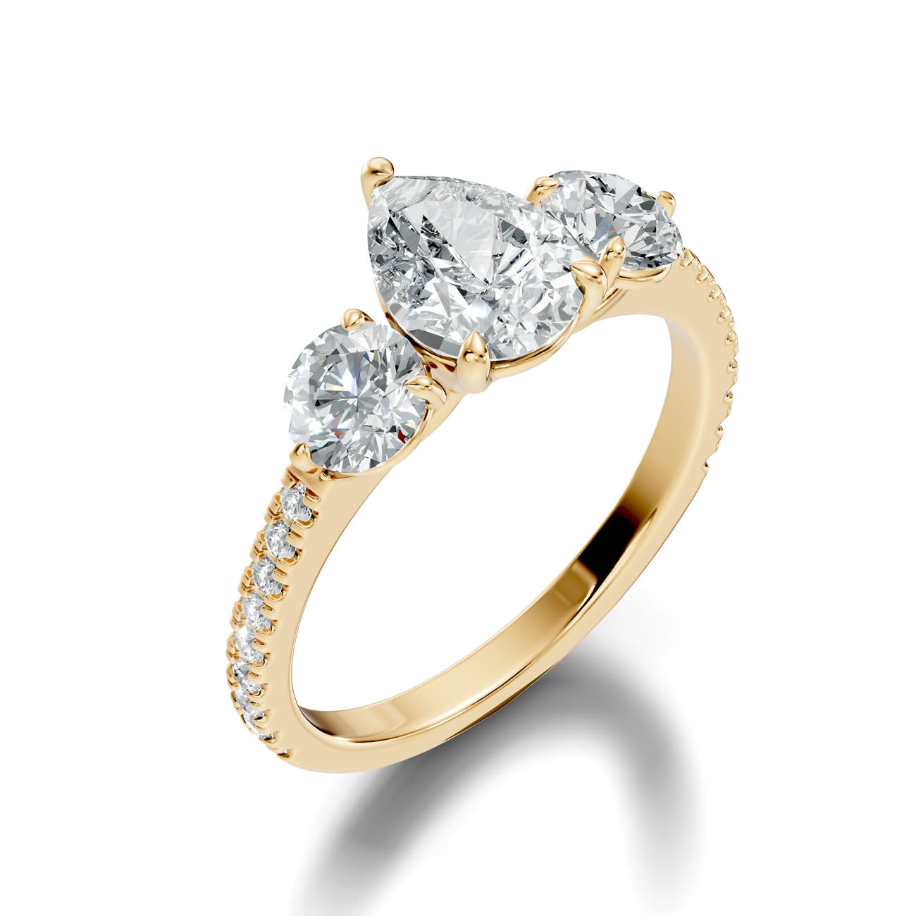 2.55 Ct. Pear Diamond Ring with Pear Side Stones and Pavé Shank (L2-27#10036L) 15