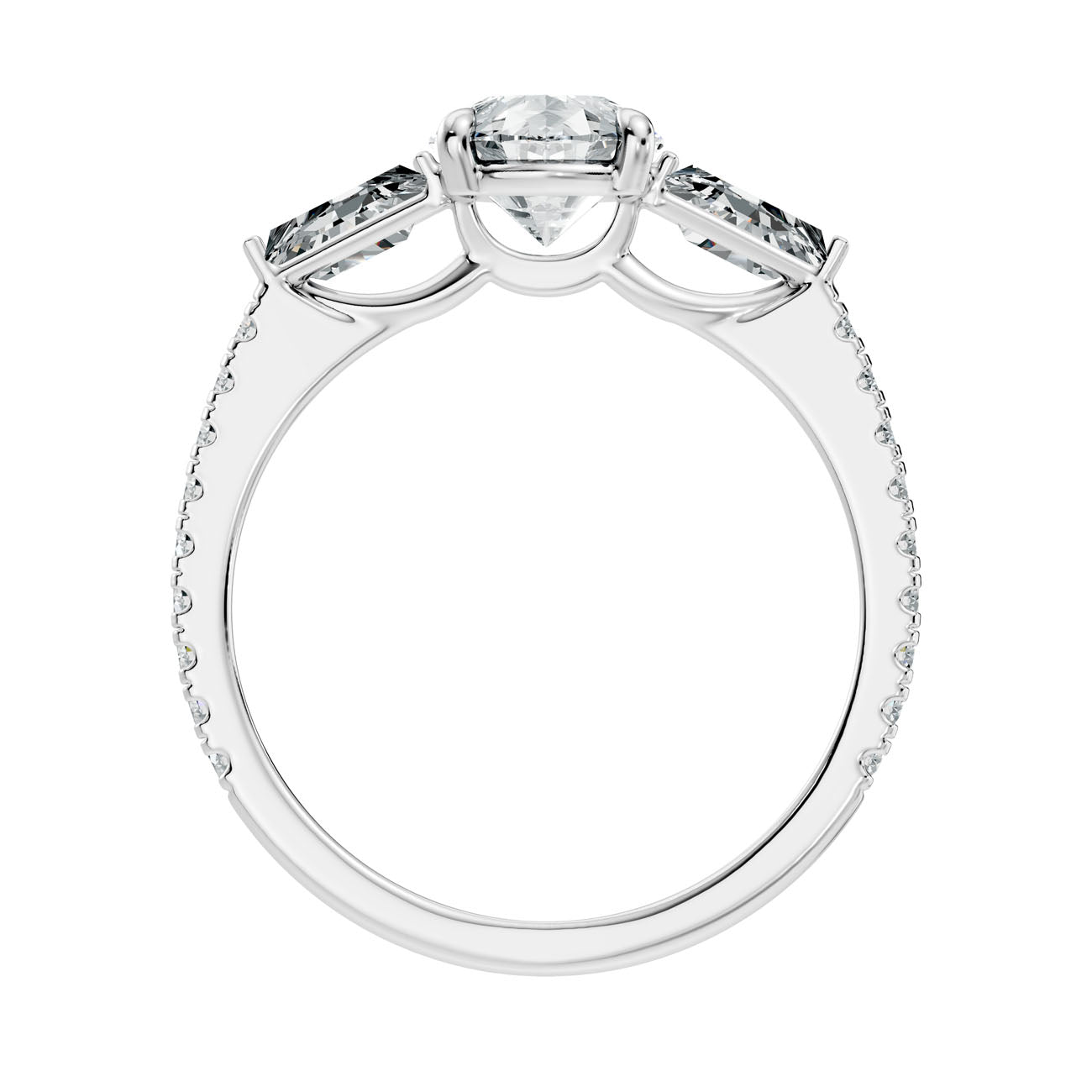 2.07 Ct. Pear Diamond Ring with Tapered Baguette Side Stones and Pavé Shank (L2-27#10037L) 8