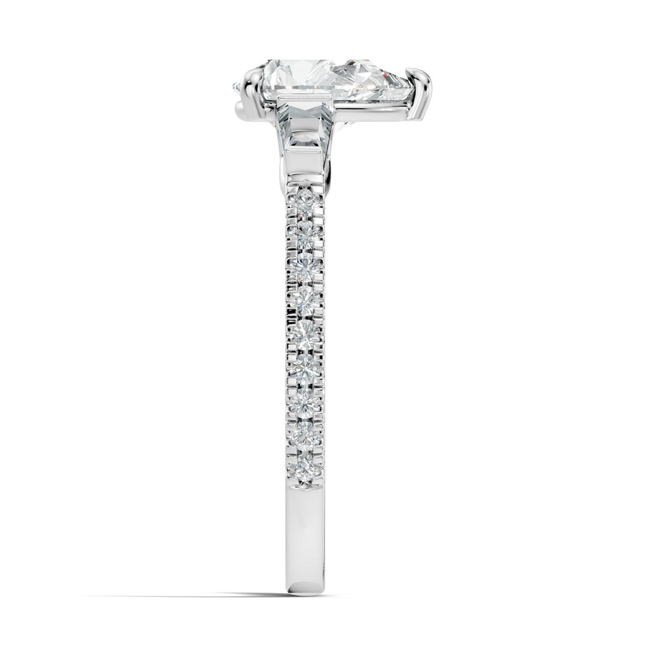 2.07 Ct. Pear Diamond Ring with Tapered Baguette Side Stones and Pavé Shank (L2-27#10037L) 9