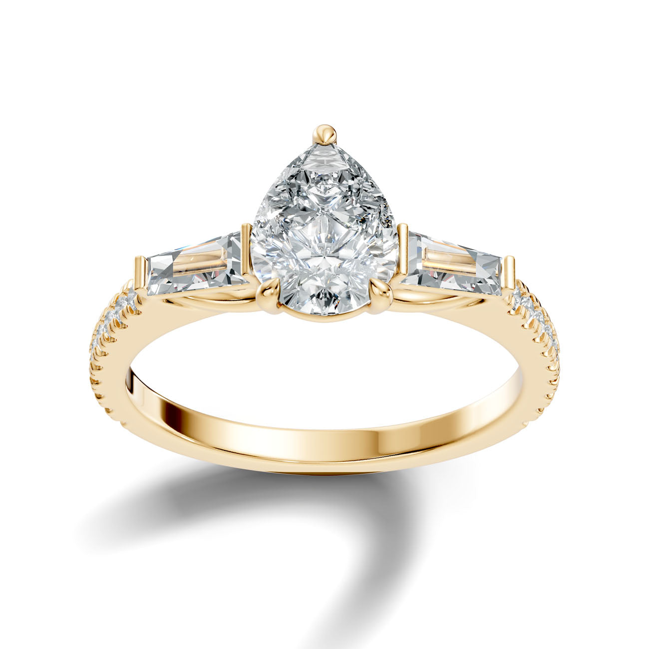 2.07 Ct. Pear Diamond Ring with Tapered Baguette Side Stones and Pavé Shank (L2-27#10037L) 12