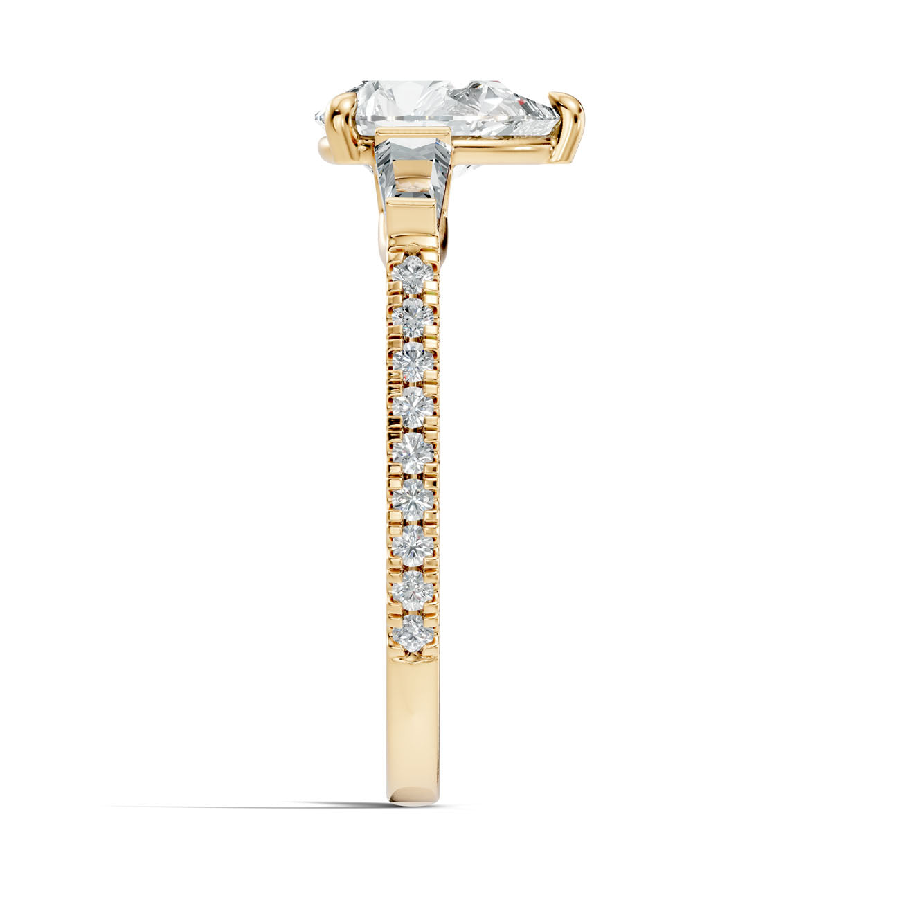 2.07 Ct. Pear Diamond Ring with Tapered Baguette Side Stones and Pavé Shank (L2-27#10037L) 14
