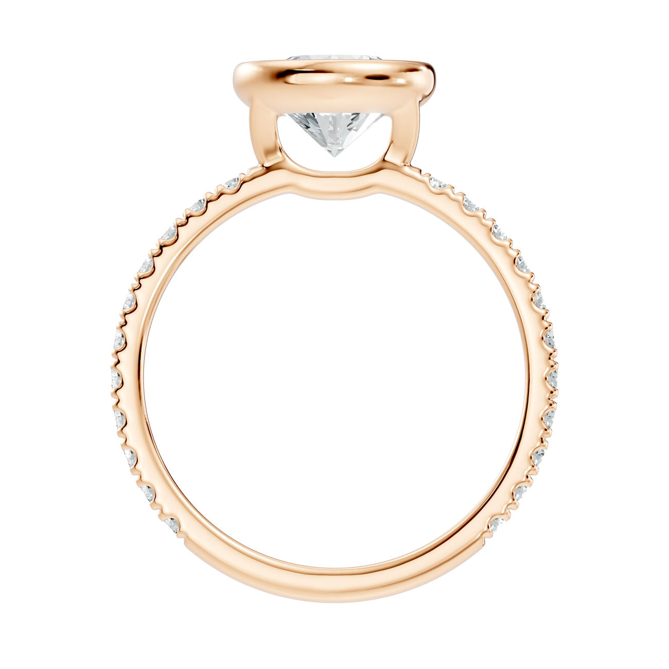 1.90 Ct. Classic Round Diamond Bezel-Set Ring with Pavé Band (L2-27#10041L) 3