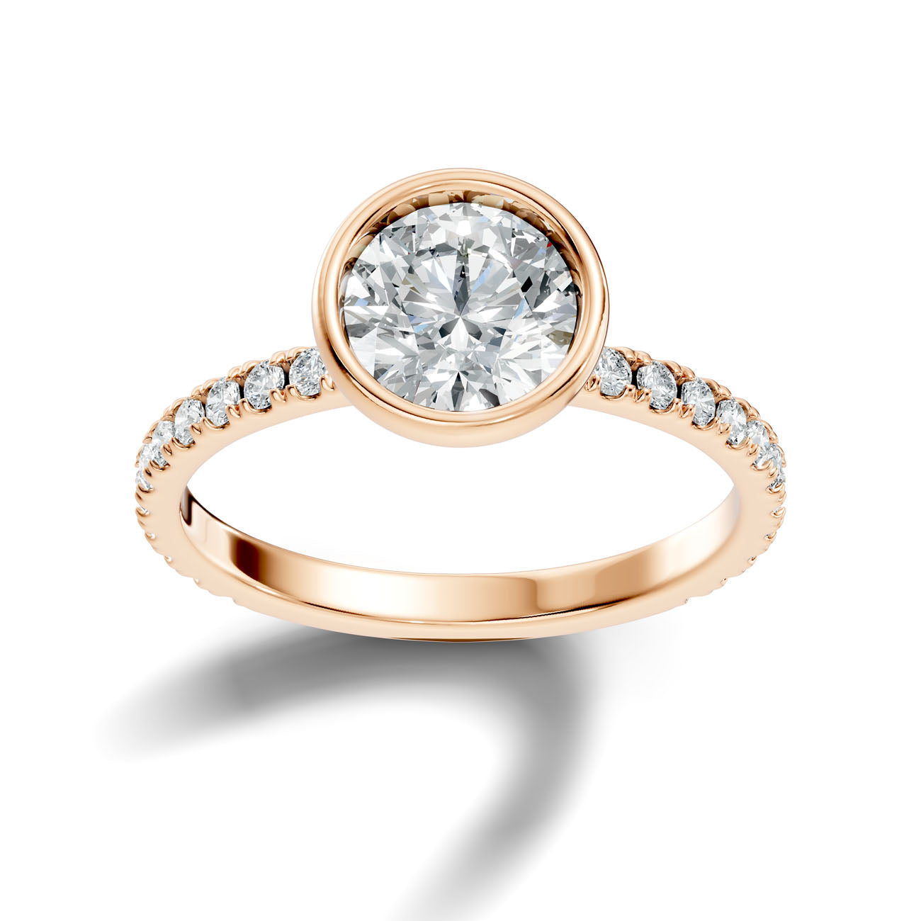 1.90 Ct. Classic Round Diamond Bezel-Set Ring with Pavé Band (L2-27#10041L) 9