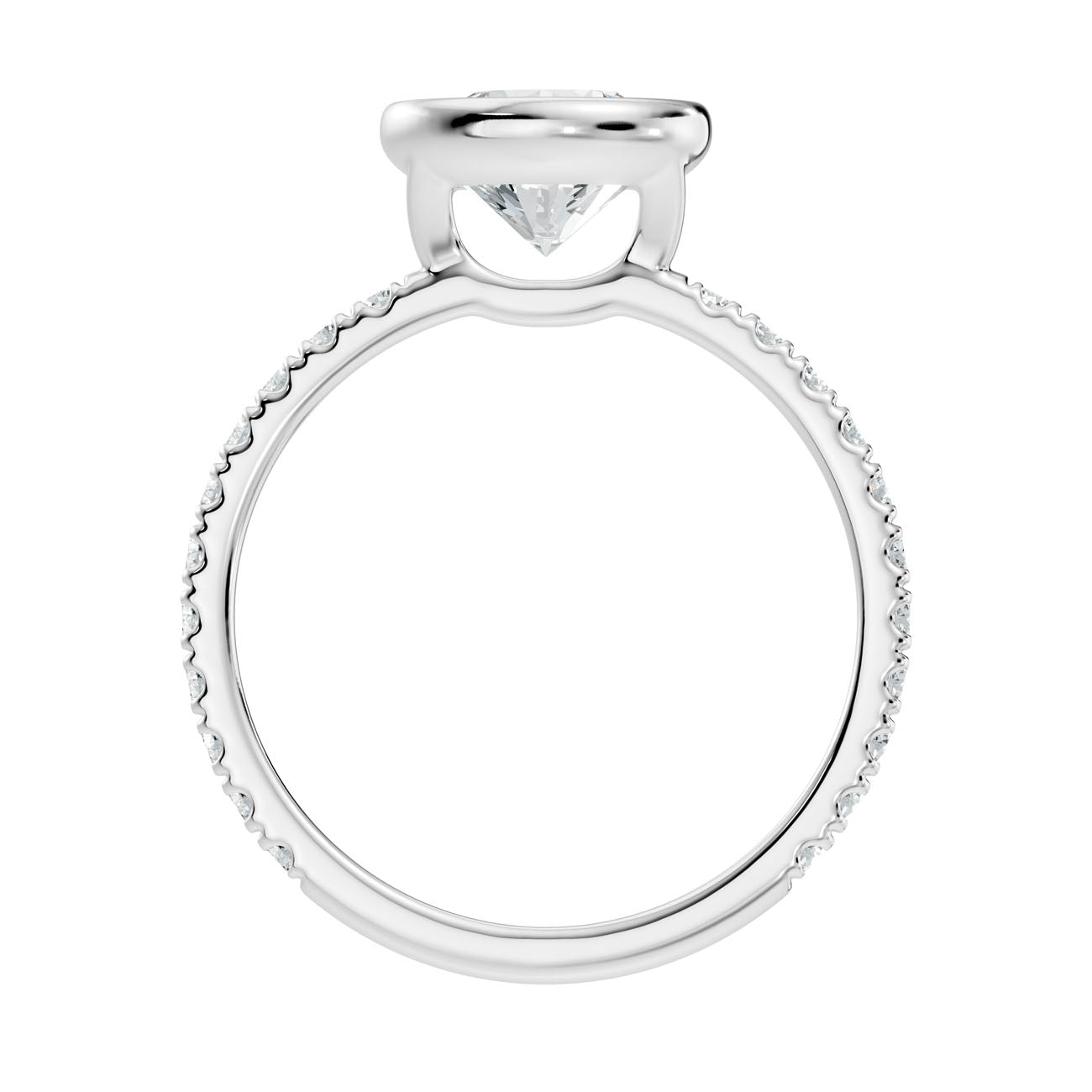 1.90 Ct. Classic Round Diamond Bezel-Set Ring with Pavé Band (L2-27#10041L) 8