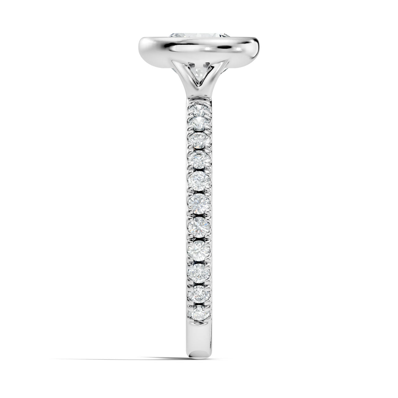 1.90 Ct. Classic Round Diamond Bezel-Set Ring with Pavé Band (L2-27#10041L) 10