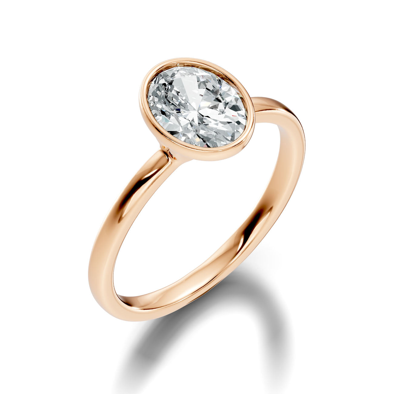 1.35 Ct. Classic Oval Diamond Bezel-Set Solitaire Ring (L2-27#10042L)