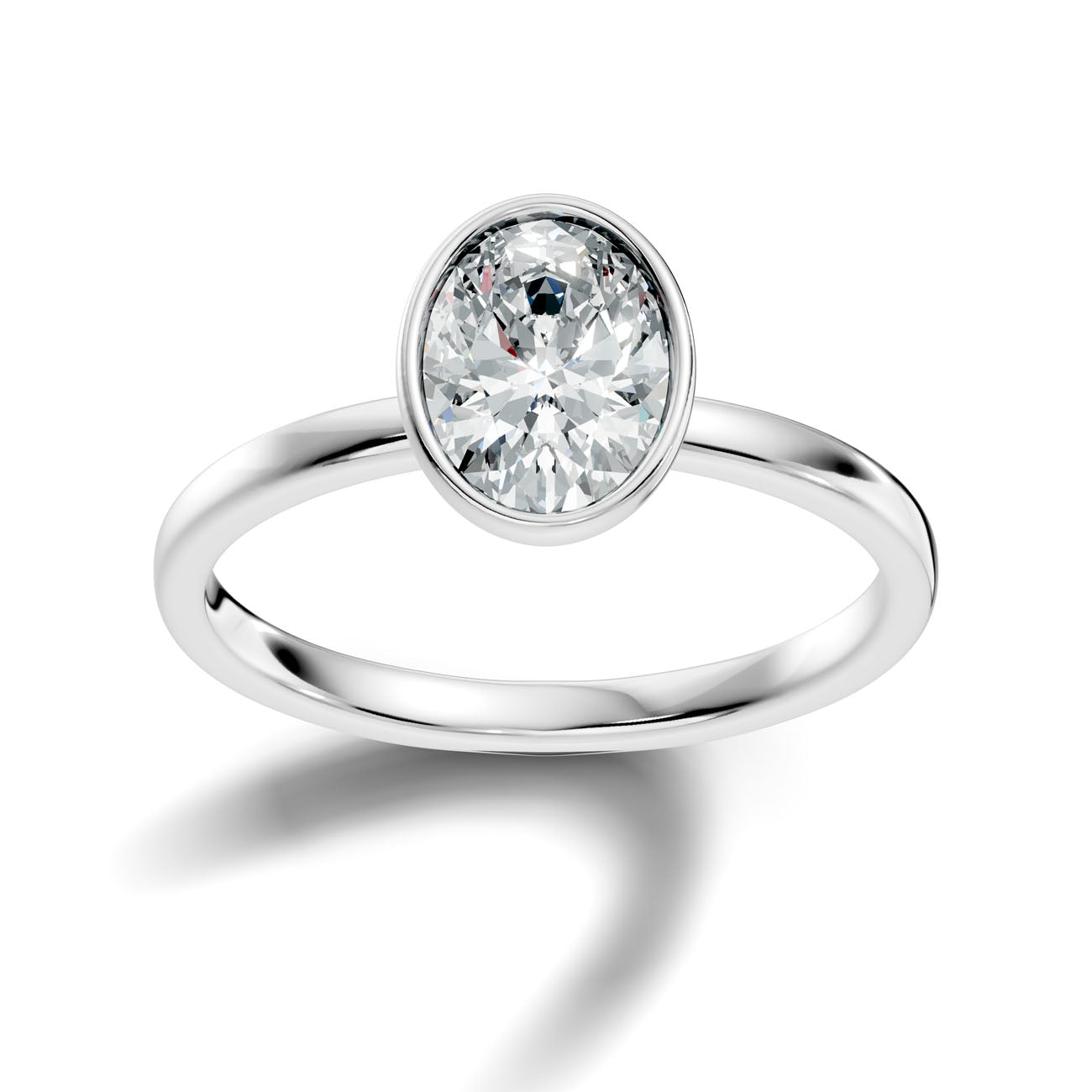 1.35 Ct. Classic Oval Diamond Bezel-Set Solitaire Ring (L2-27#10042L)