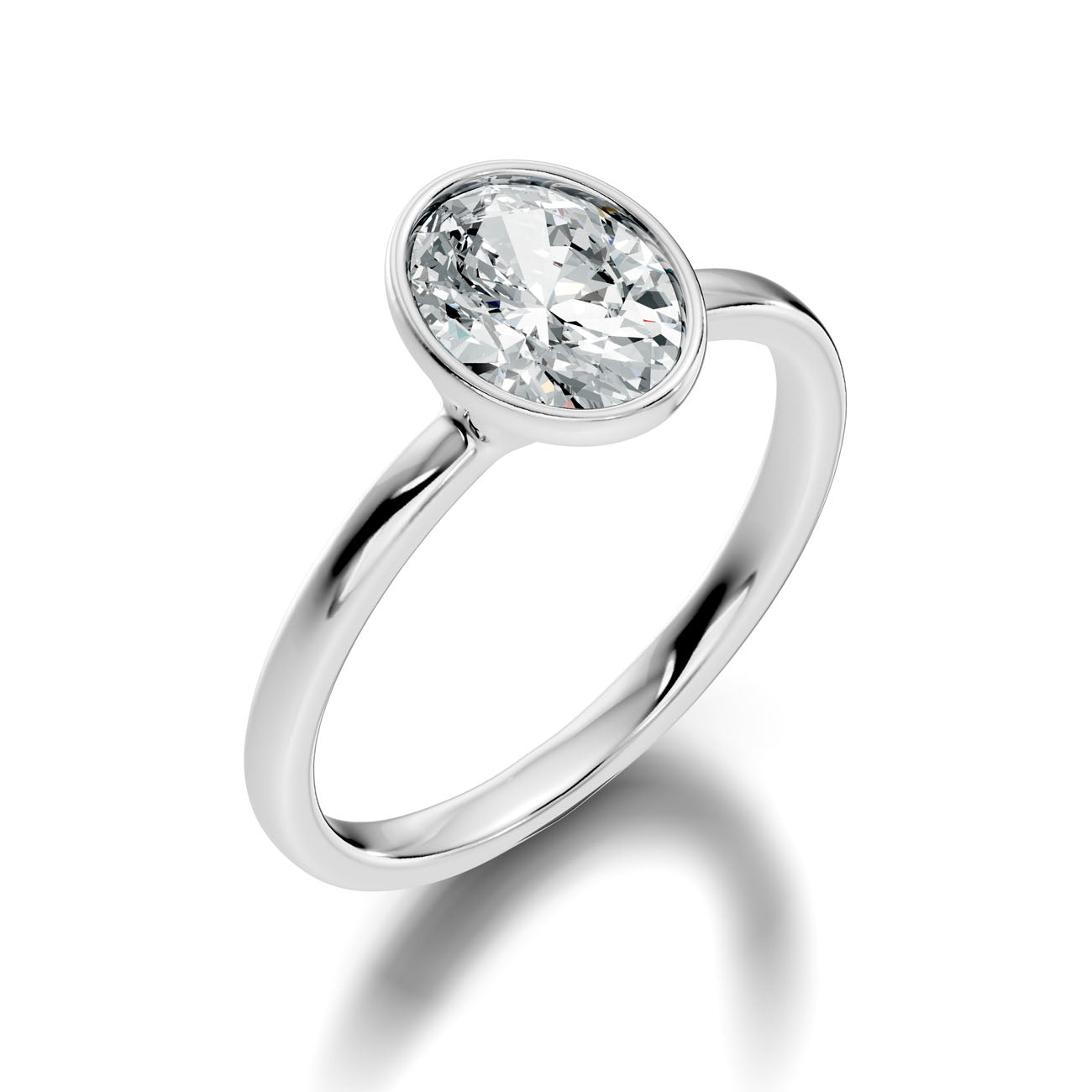 1.35 Ct. Classic Oval Diamond Bezel-Set Solitaire Ring (L2-27#10042L) 7