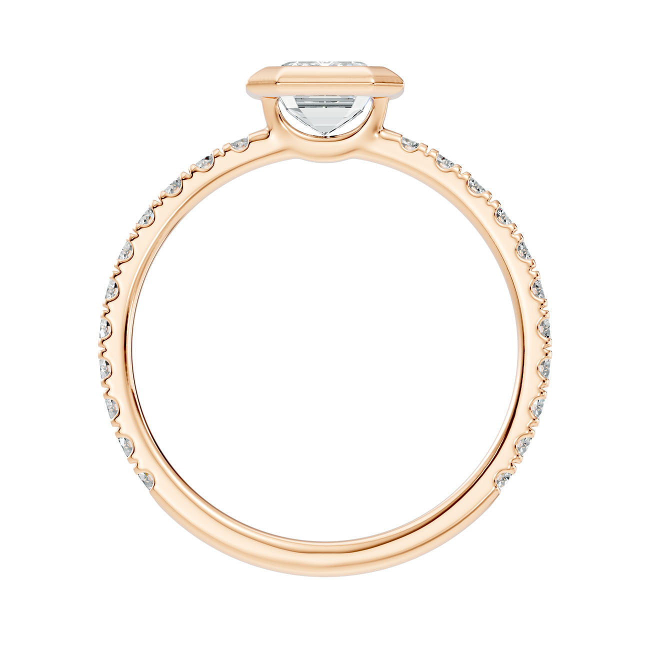 1.40 Ct. Classic Emerald-Cut Diamond Bezel-Set Ring with Pavé Band (L2-27#10043L) 5
