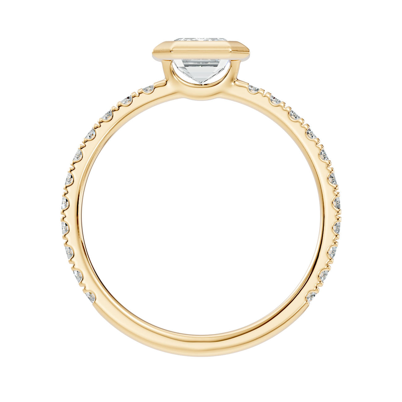 1.40 Ct. Classic Emerald-Cut Diamond Bezel-Set Ring with Pavé Band (L2-27#10043L) 14
