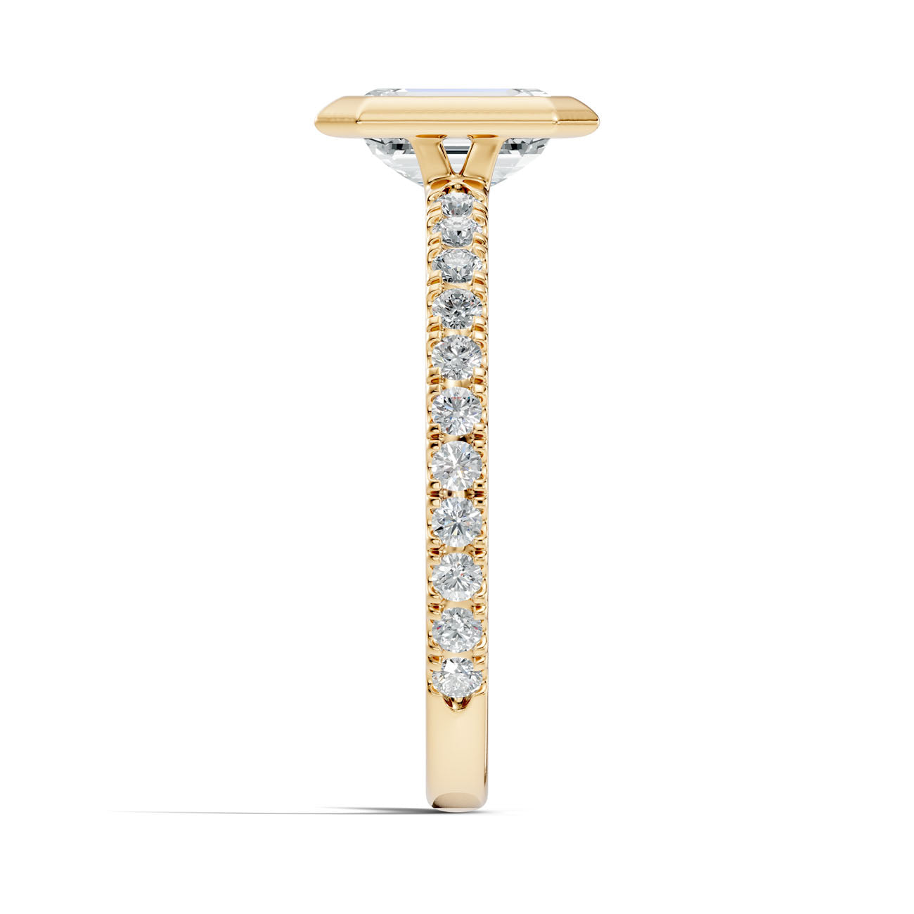 1.40 Ct. Classic Emerald-Cut Diamond Bezel-Set Ring with Pavé Band (L2-27#10043L) 15