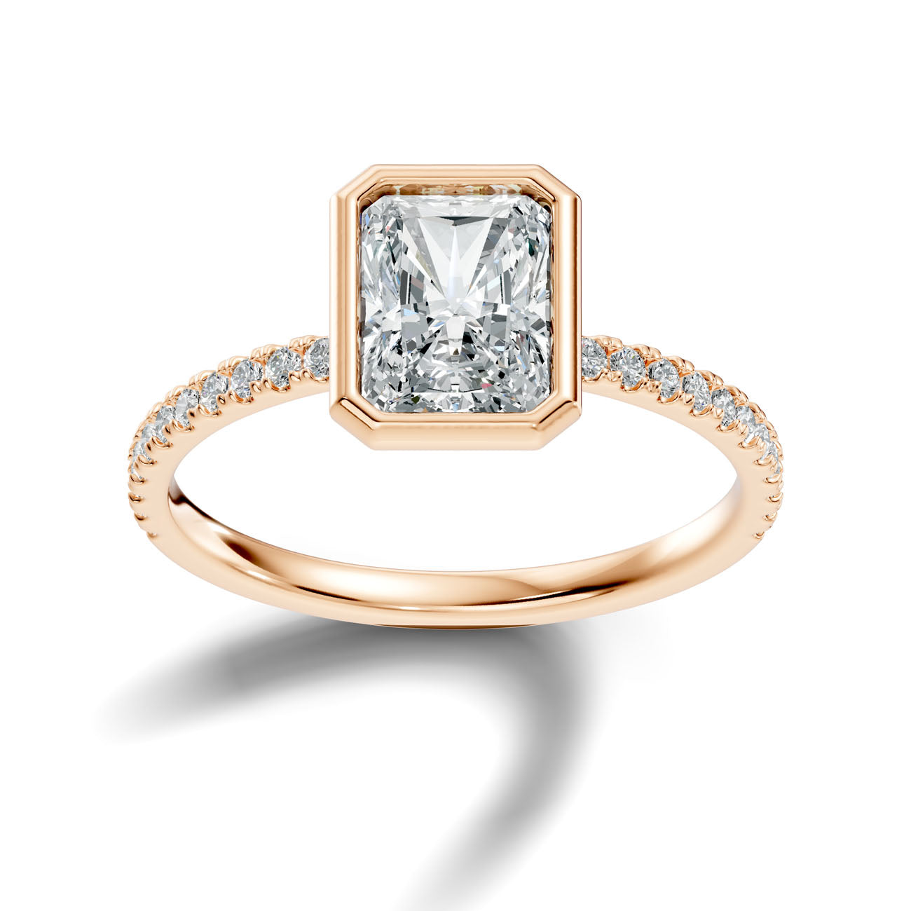 1.85 Ct. Radiant Cut Bezel-Set Diamond Ring with Pavé Shank (L2-27#10045L) 5