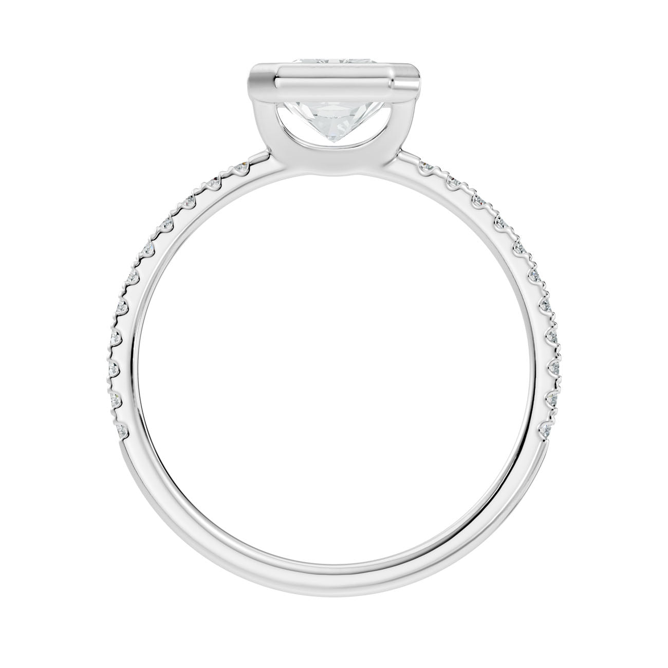 1.85 Ct. Radiant Cut Bezel-Set Diamond Ring with Pavé Shank (L2-27#10045L) 8