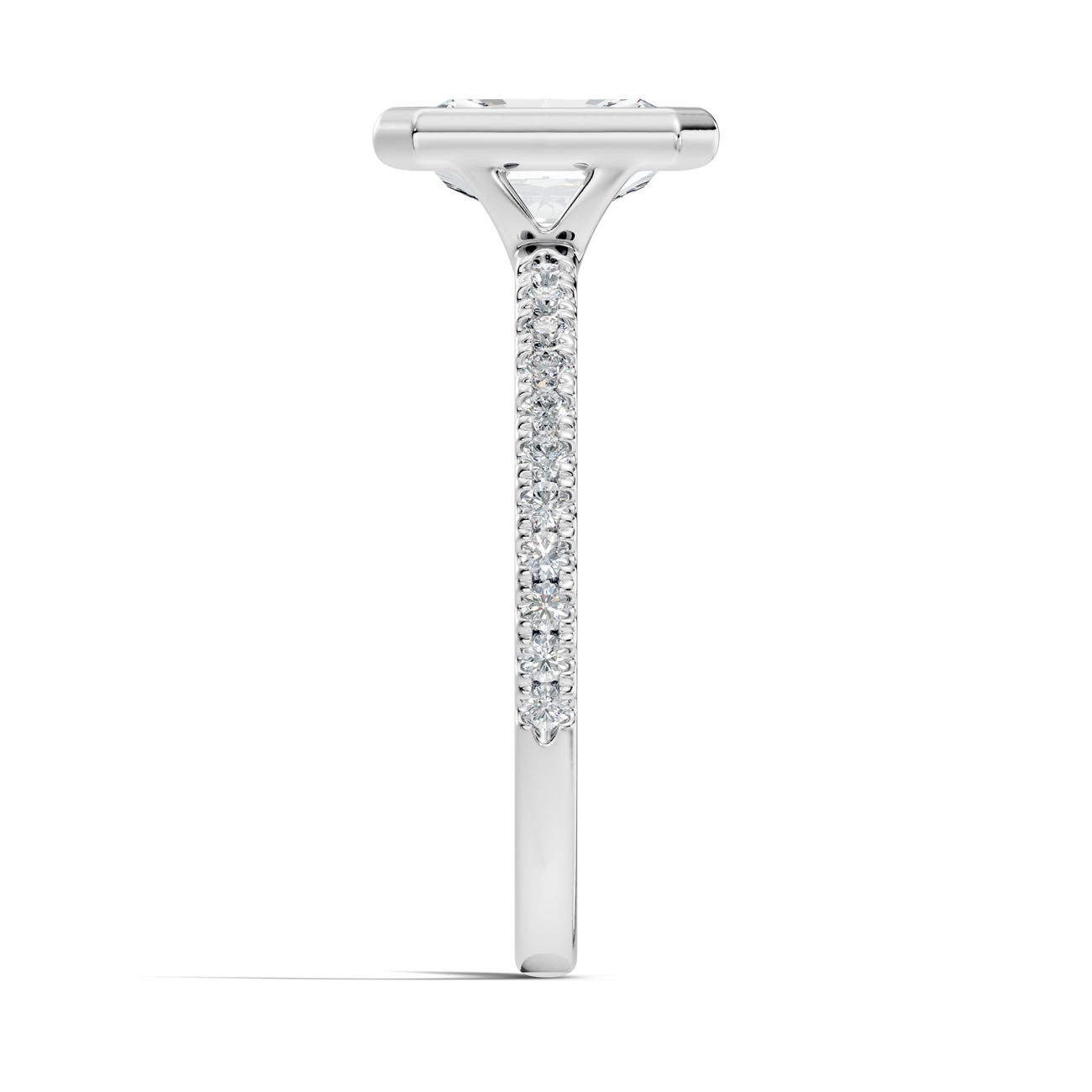 1.85 Ct. Radiant Cut Bezel-Set Diamond Ring with Pavé Shank (L2-27#10045L) 9