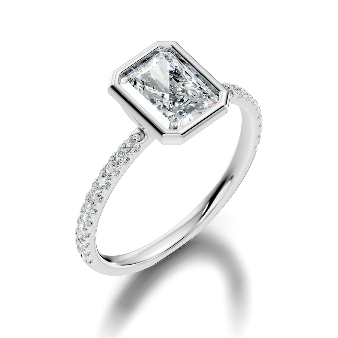 1.85 Ct. Radiant Cut Bezel-Set Diamond Ring with Pavé Shank (L2-27#10045L) 11