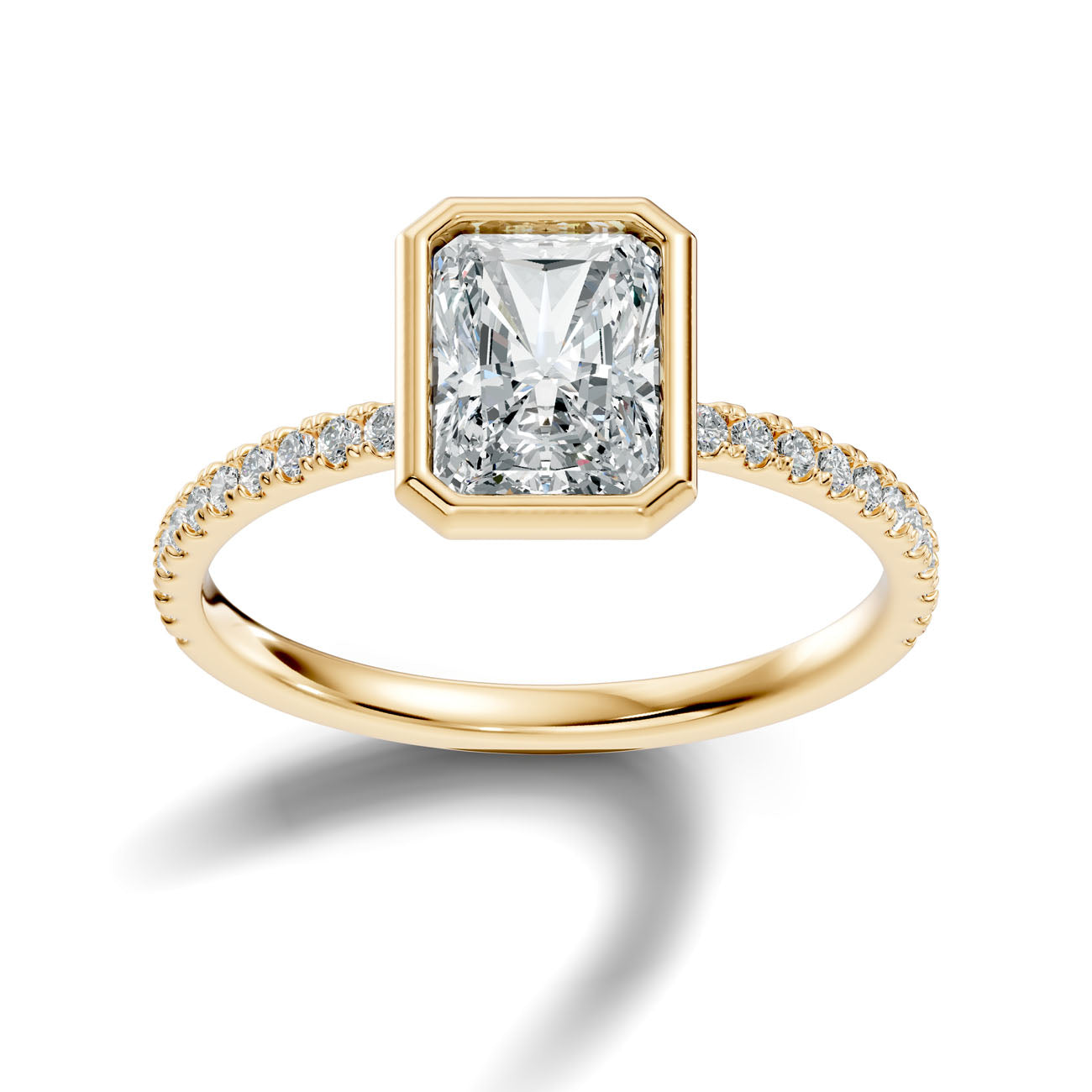 1.85 Ct. Radiant Cut Bezel-Set Diamond Ring with Pavé Shank (L2-27#10045L) 14