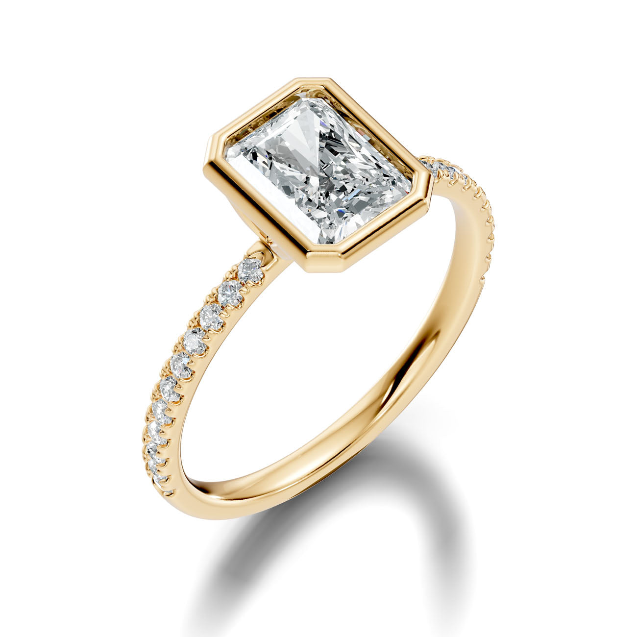 1.85 Ct. Radiant Cut Bezel-Set Diamond Ring with Pavé Shank (L2-27#10045L)
