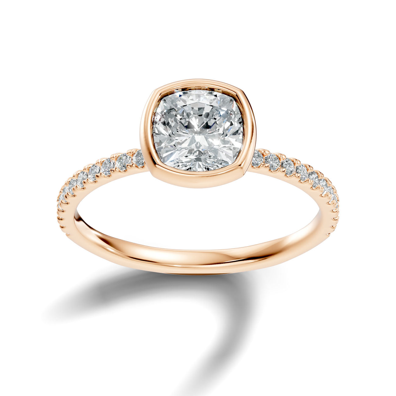 1.65 Ct. Cushion-Cut Diamond Ring with Bezel Setting and Pavé Band (L2-27#10046L) 5