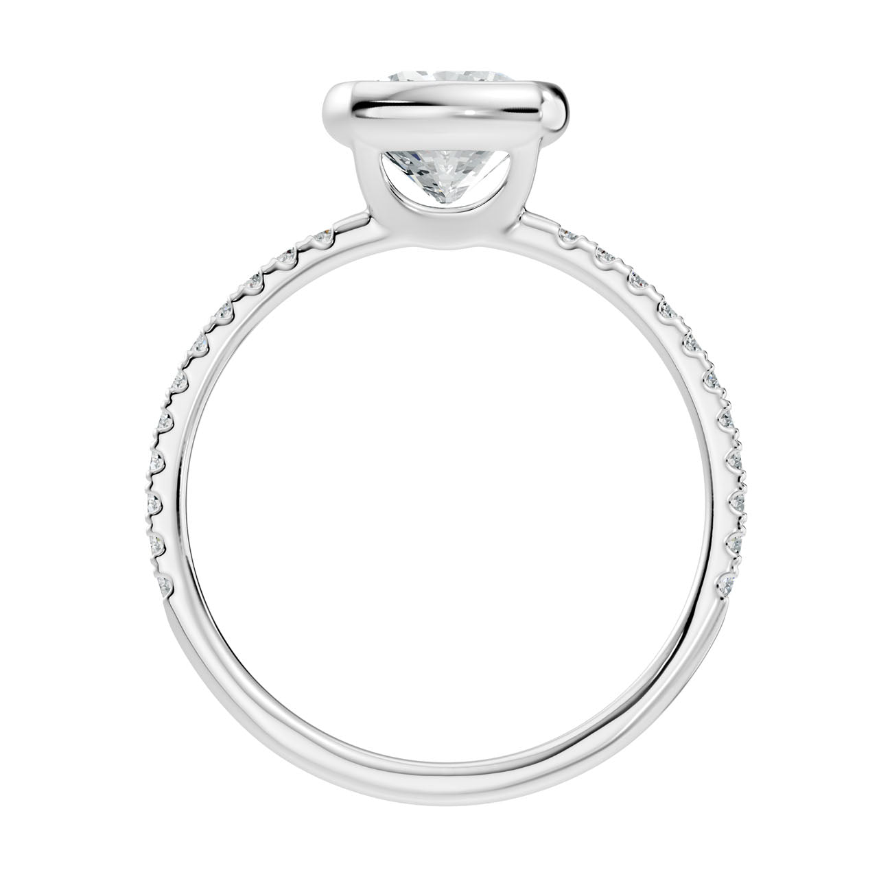 1.65 Ct. Cushion-Cut Diamond Ring with Bezel Setting and Pavé Band (L2-27#10046L) 8