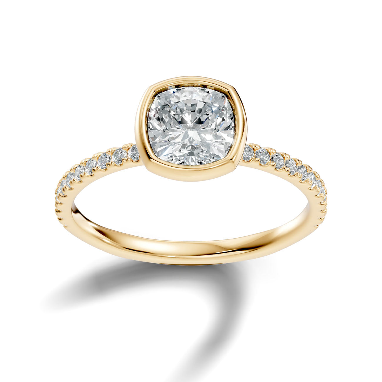 1.65 Ct. Cushion-Cut Diamond Ring with Bezel Setting and Pavé Band (L2-27#10046L) 14
