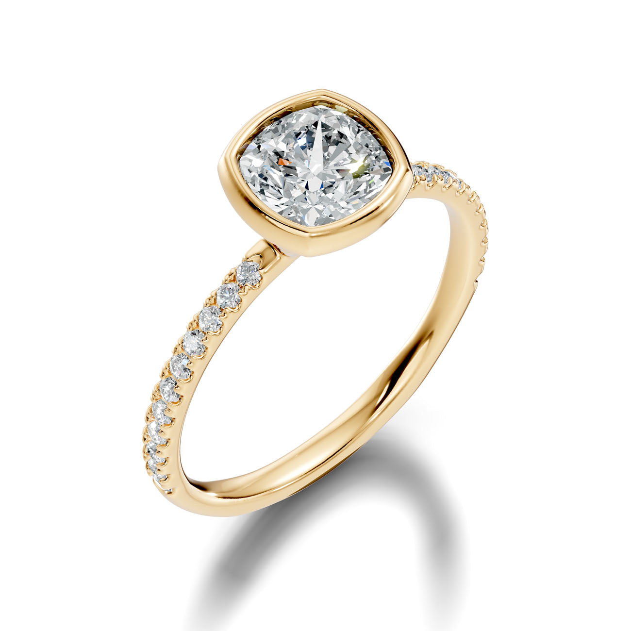 1.65 Ct. Cushion-Cut Diamond Ring with Bezel Setting and Pavé Band (L2-27#10046L) 11