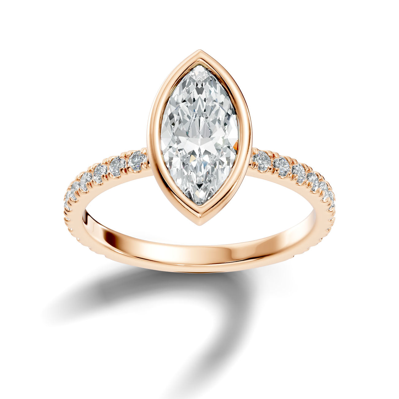 1.80 Ct. Marquise Diamond Ring with Bezel Setting and Pavé Band (L2-27#10047L) 4