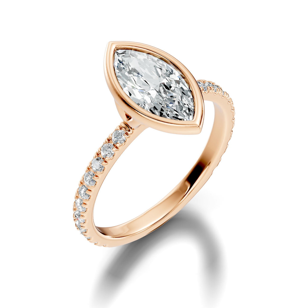 1.80 Ct. Marquise Diamond Ring with Bezel Setting and Pavé Band (L2-27#10047L)
