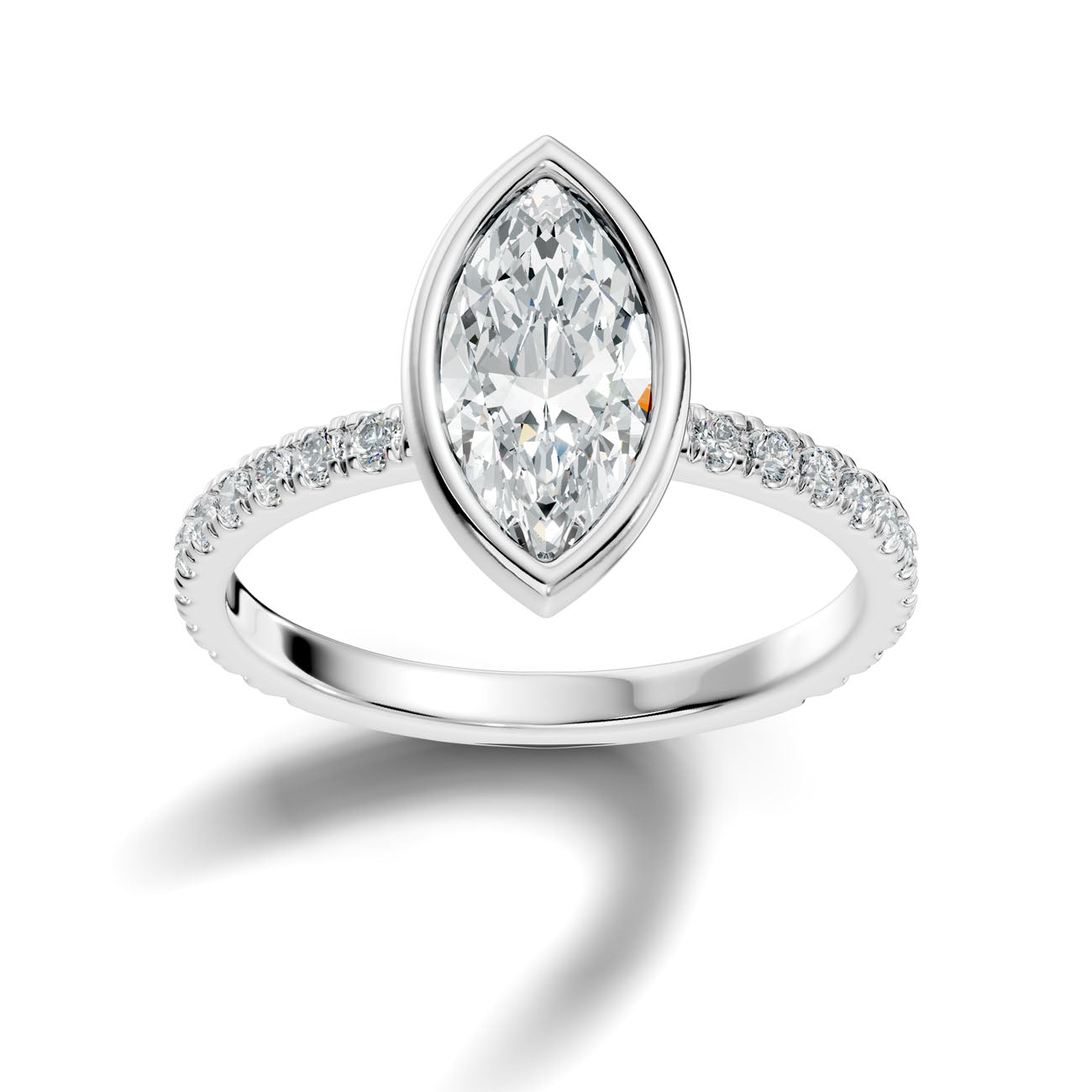1.80 Ct. Marquise Diamond Ring with Bezel Setting and Pavé Band (L2-27#10047L)