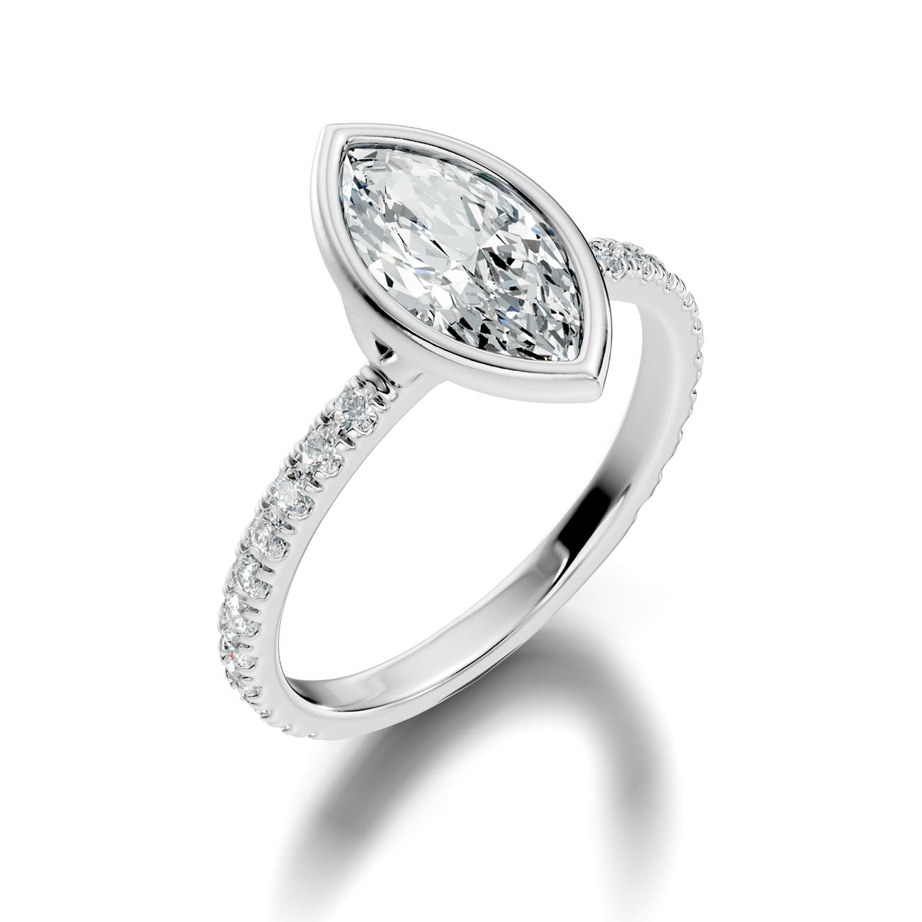 1.80 Ct. Marquise Diamond Ring with Bezel Setting and Pavé Band (L2-27#10047L) 7