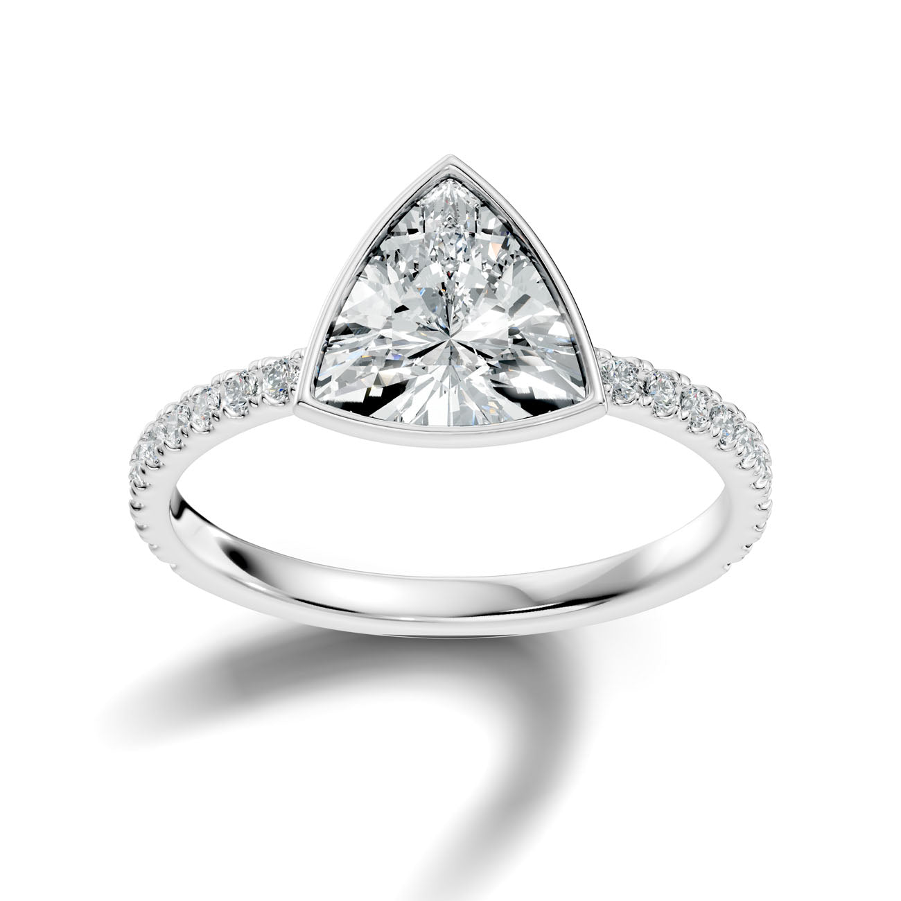 2.15 Ct. Trillion Diamond Ring with Bezel Setting and Pavé Band (L2-27#10048L)