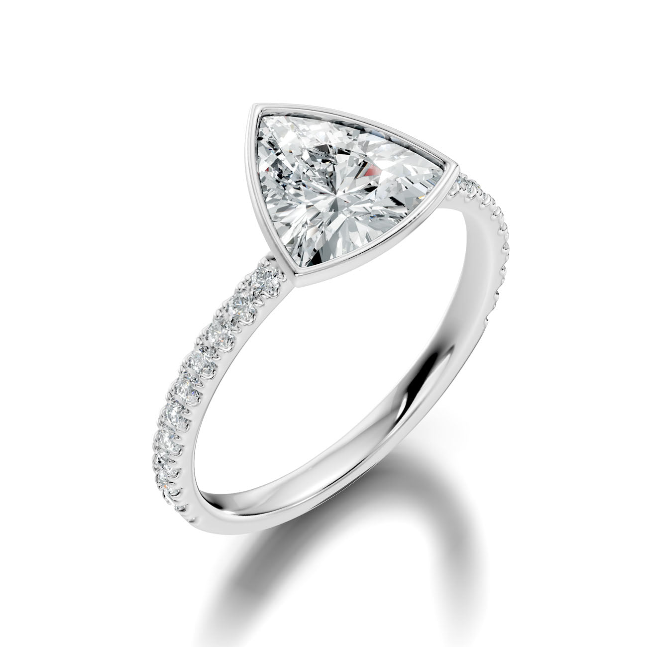 2.15 Ct. Trillion Diamond Ring with Bezel Setting and Pavé Band (L2-27#10048L) 7