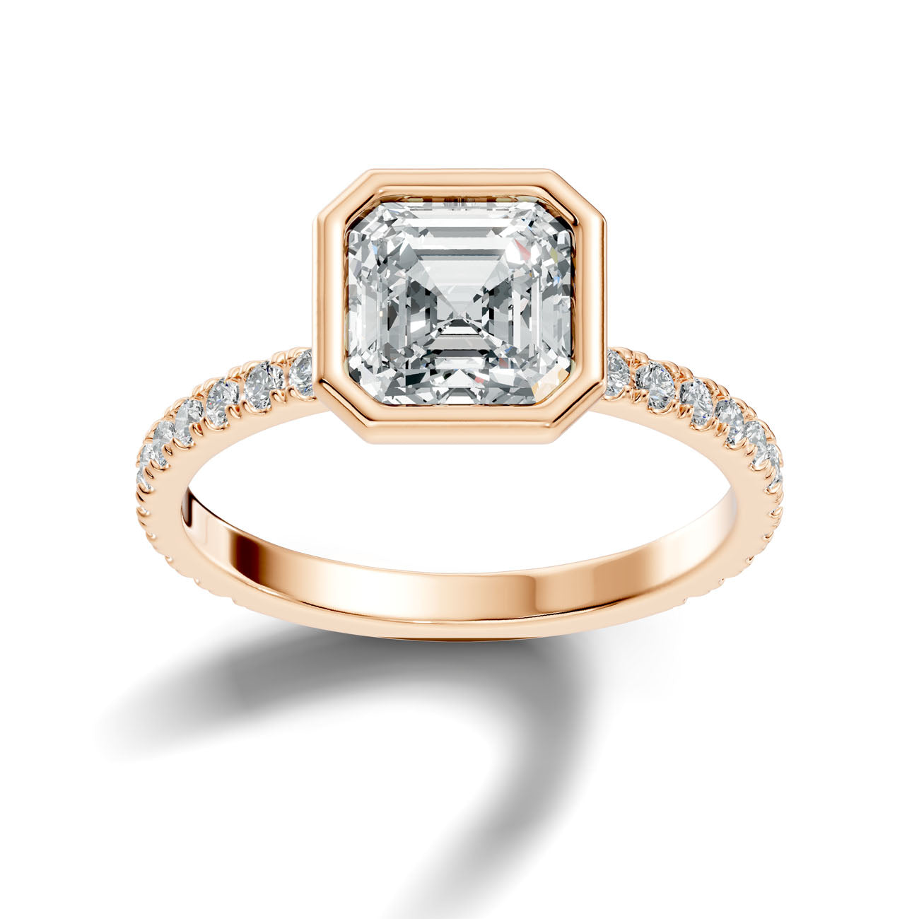 2.60 Ct. Asscher-Cut Diamond Ring with Bezel Setting and Pavé Band (L2-27#10049L) 14
