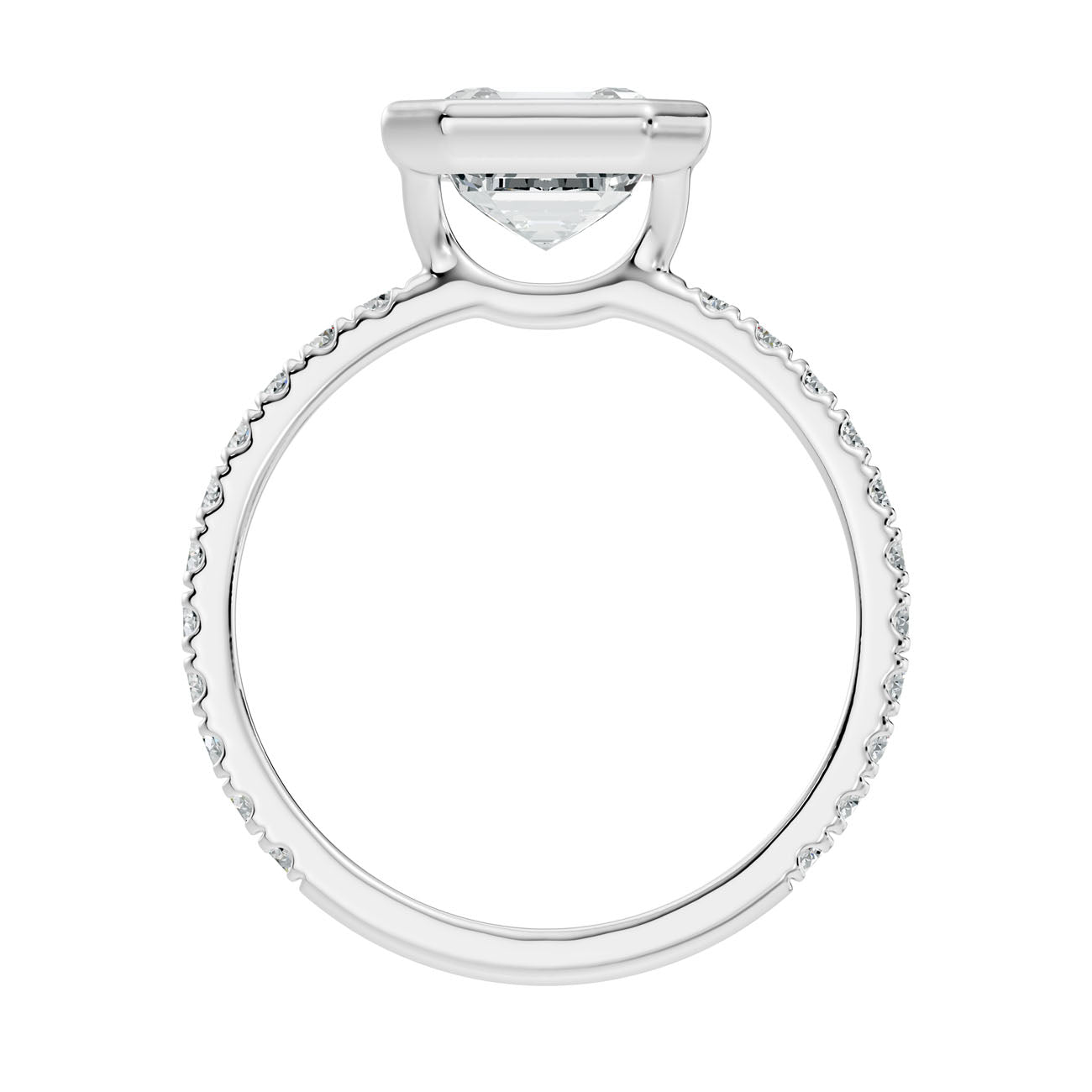 2.60 Ct. Asscher-Cut Diamond Ring with Bezel Setting and Pavé Band (L2-27#10049L) 8