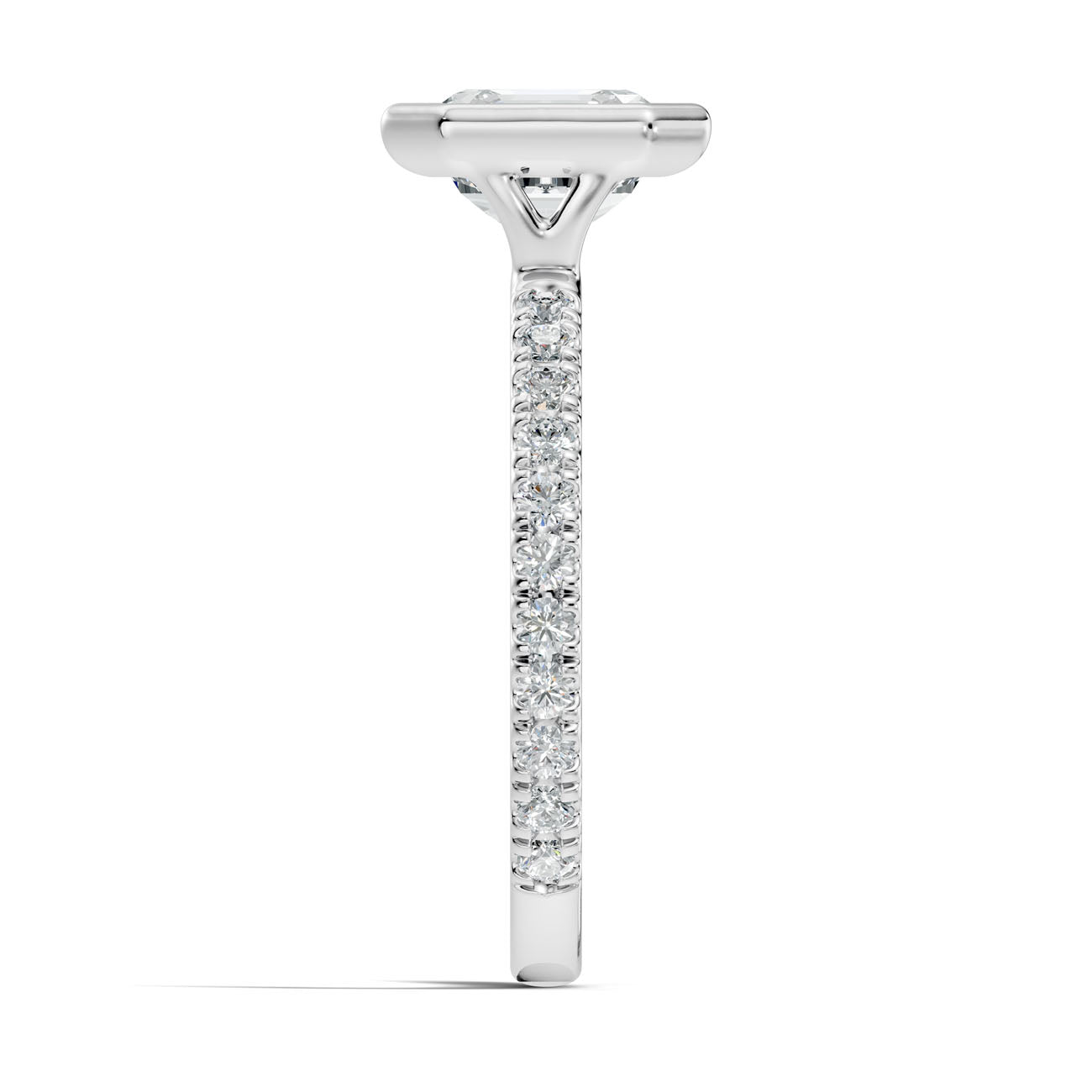 2.60 Ct. Asscher-Cut Diamond Ring with Bezel Setting and Pavé Band (L2-27#10049L) 9
