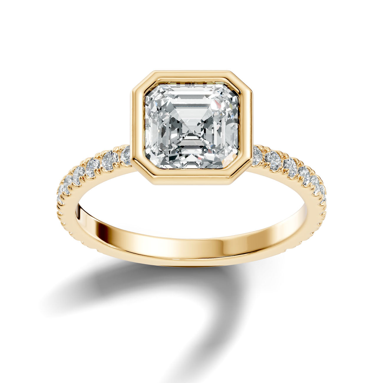 2.60 Ct. Asscher-Cut Diamond Ring with Bezel Setting and Pavé Band (L2-27#10049L) 11